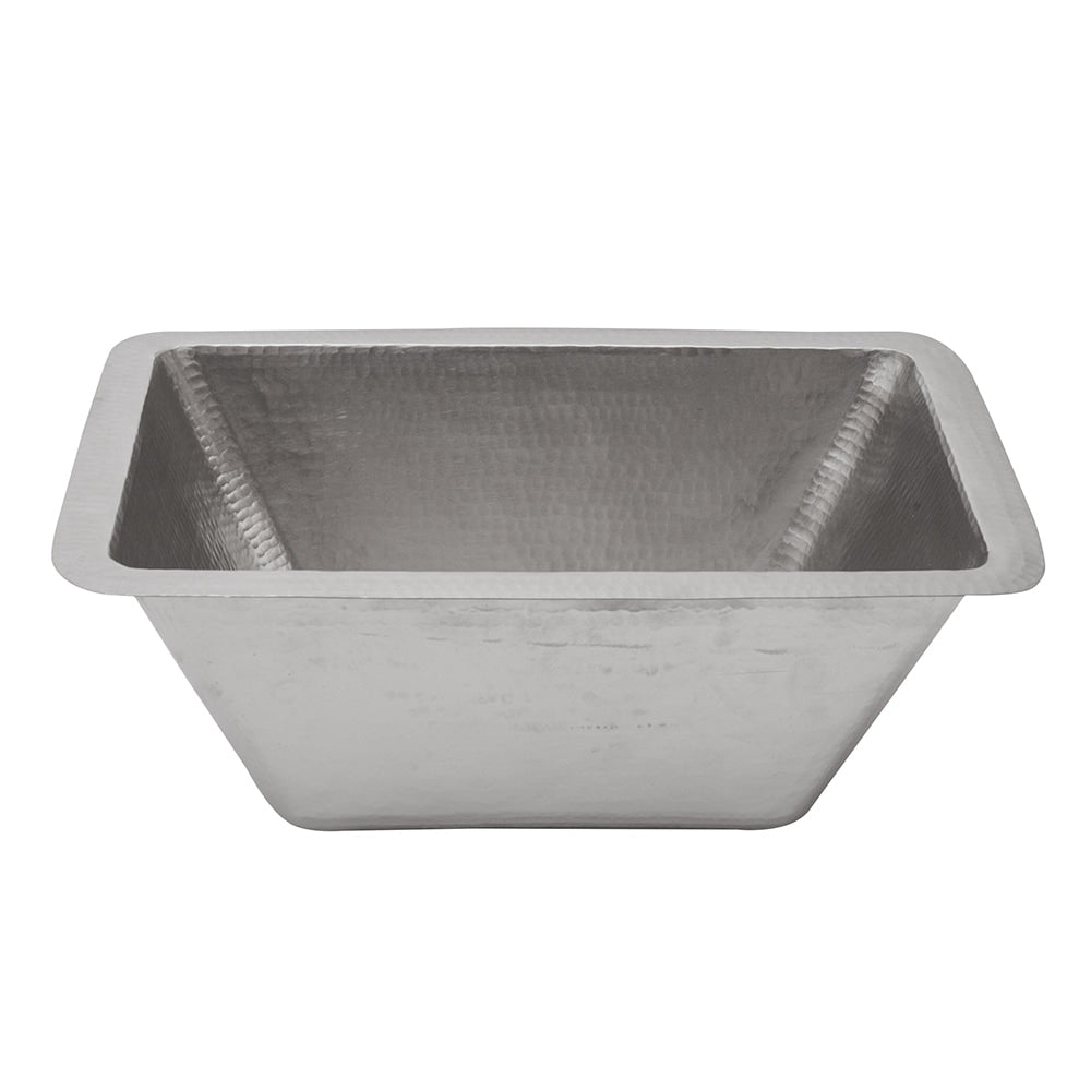 Premier Copper Products Rectangle Hammered Copper Bathroom Sink In Electroless Nickel
