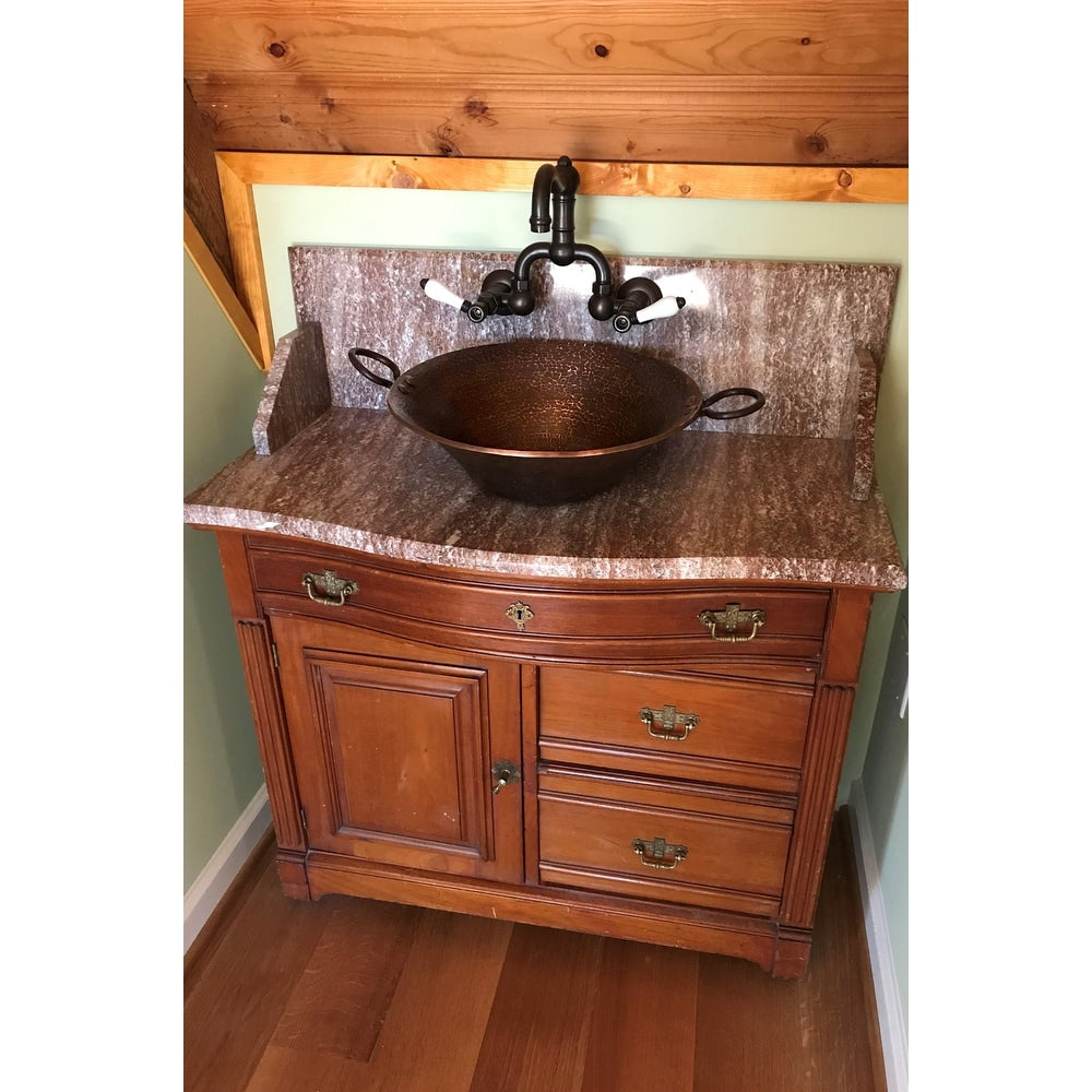Premier Copper Products Round Hand Forged Old World Miners Pan Copper Vessel Sink In Oil Rubbed Bronze