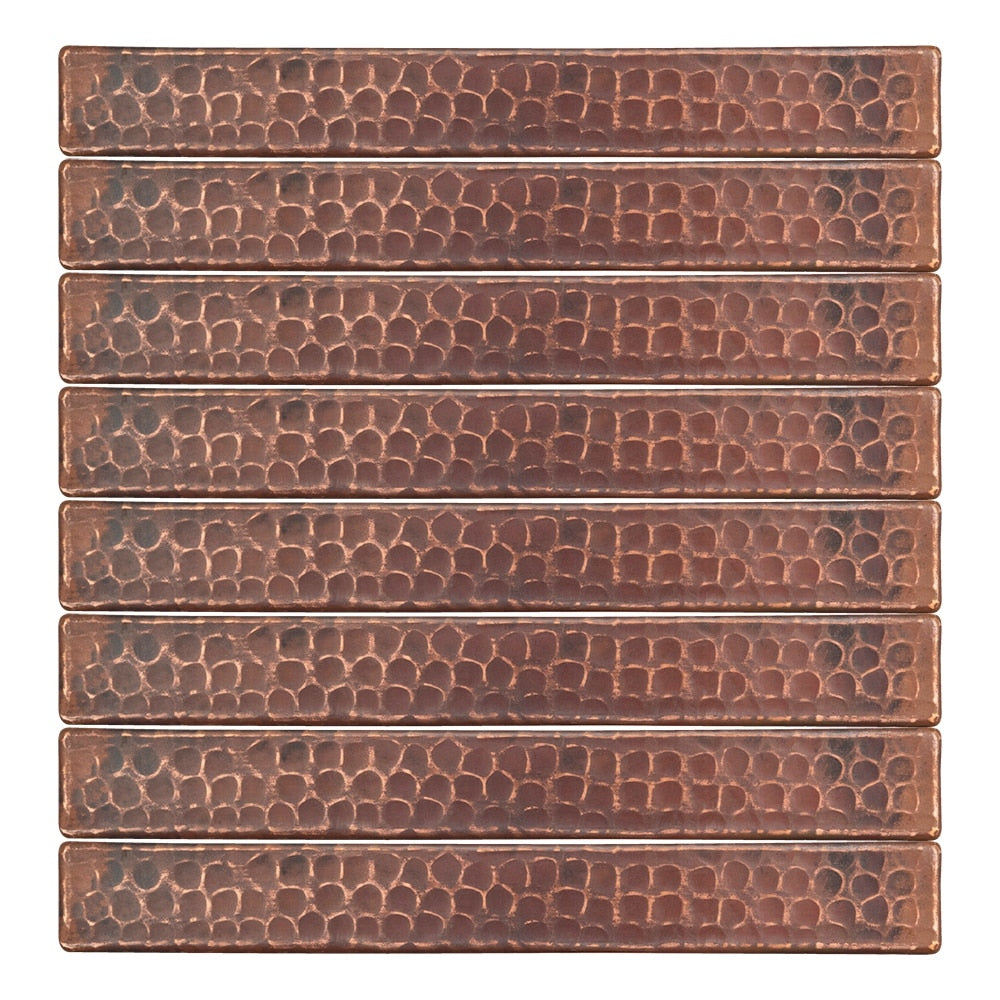 Premier Copper Products 1 Inch X 8 Inch Hammered Copper Tile Set Of 8