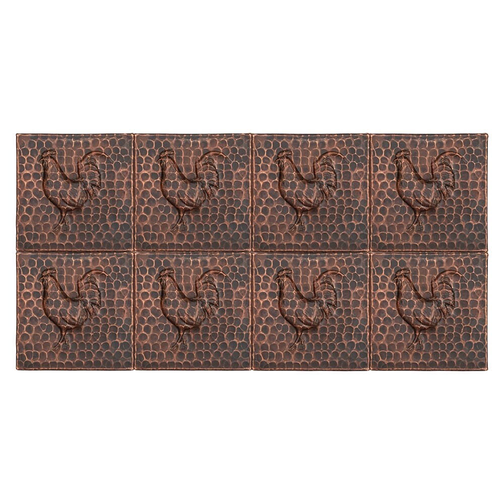 3 Inch X 3 Inch Hammered Copper Rooster Tile Set Of 8