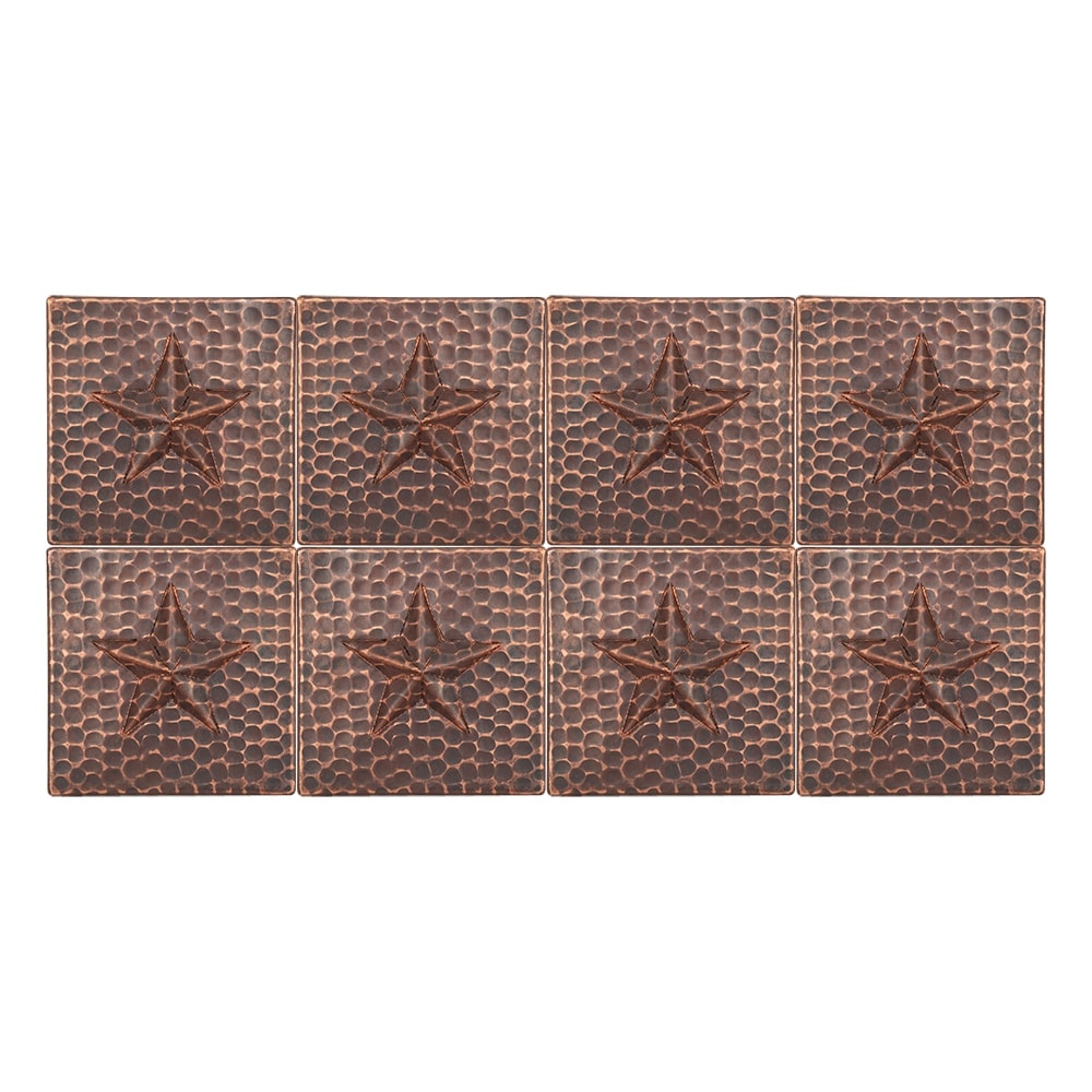 Premier Copper Products 4 Inch Hammered Copper Star Tile Set Of 8