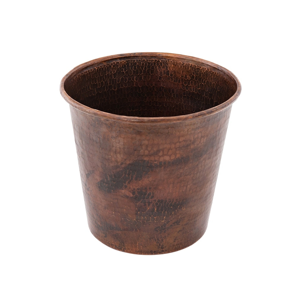 Hand Hammered Copper Waste Bin Trash Can Brown