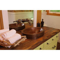 Premier Copper Products Oval Skirted Compact Hammered Copper Vessel Sink