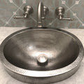 Premier Copper Products Compact Oval Skirted Vessel Hammered Copper Sink In Electroless Nickel