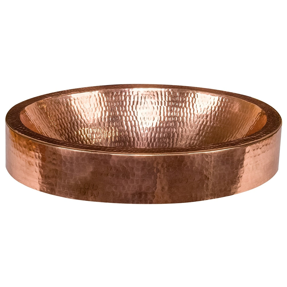 17 In Oval Skirted Vessel Hammered Copper Sink In Polished Copper