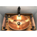 17 In Oval Wired Rim Vessel Hammered Copper Sink In Polished Copper