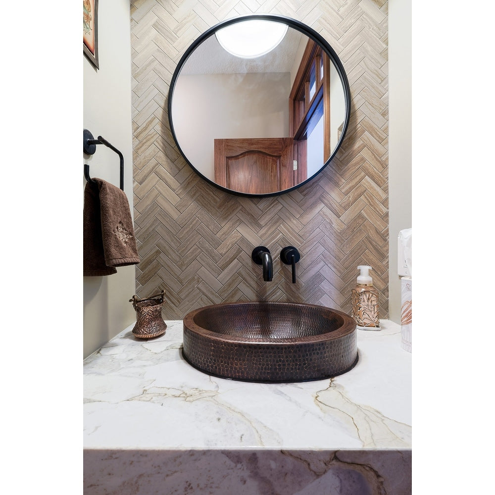 Premier Copper Products Oval Skirted Hammered Copper Vessel Sink