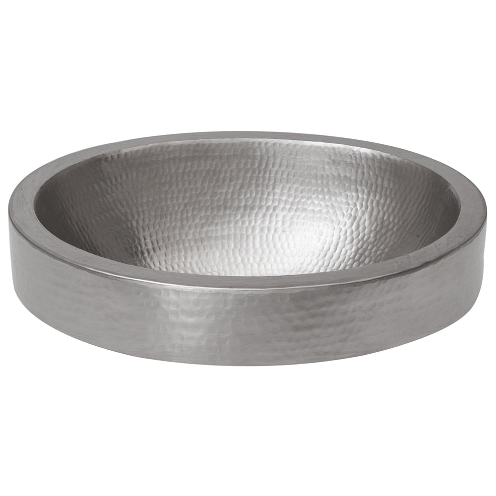 Premier Copper Products Oval Skirted Vessel Hammered Copper Sink In Electroless Nickel