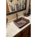 Premier Copper Products 17 Inch Rectangle Skirted Vessel Hammered Copper Sink In Oil Rubbed Bronze