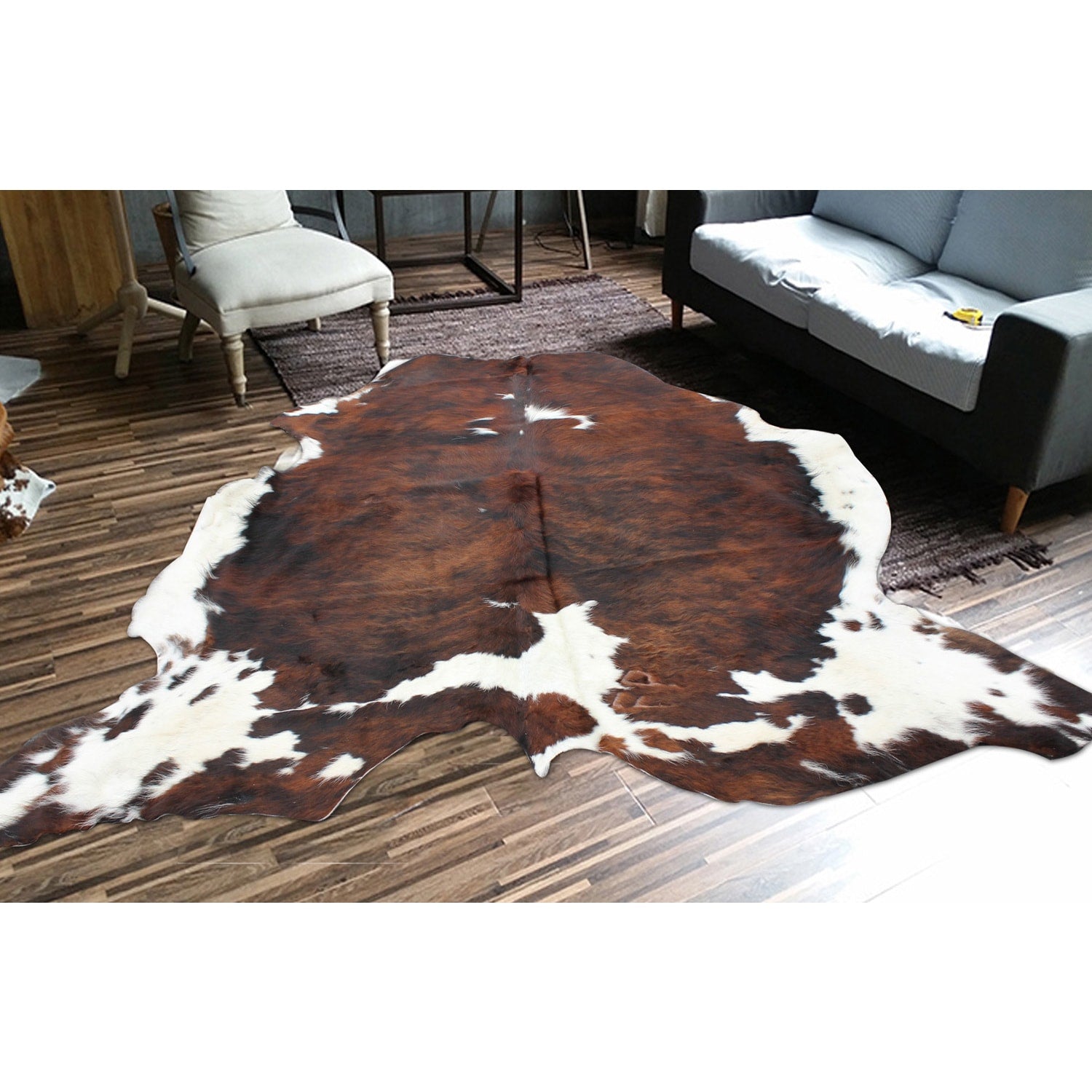 Premium Brown Black White 100 Percent All Natural Argentinean Cow Hide Rug 5 X 7