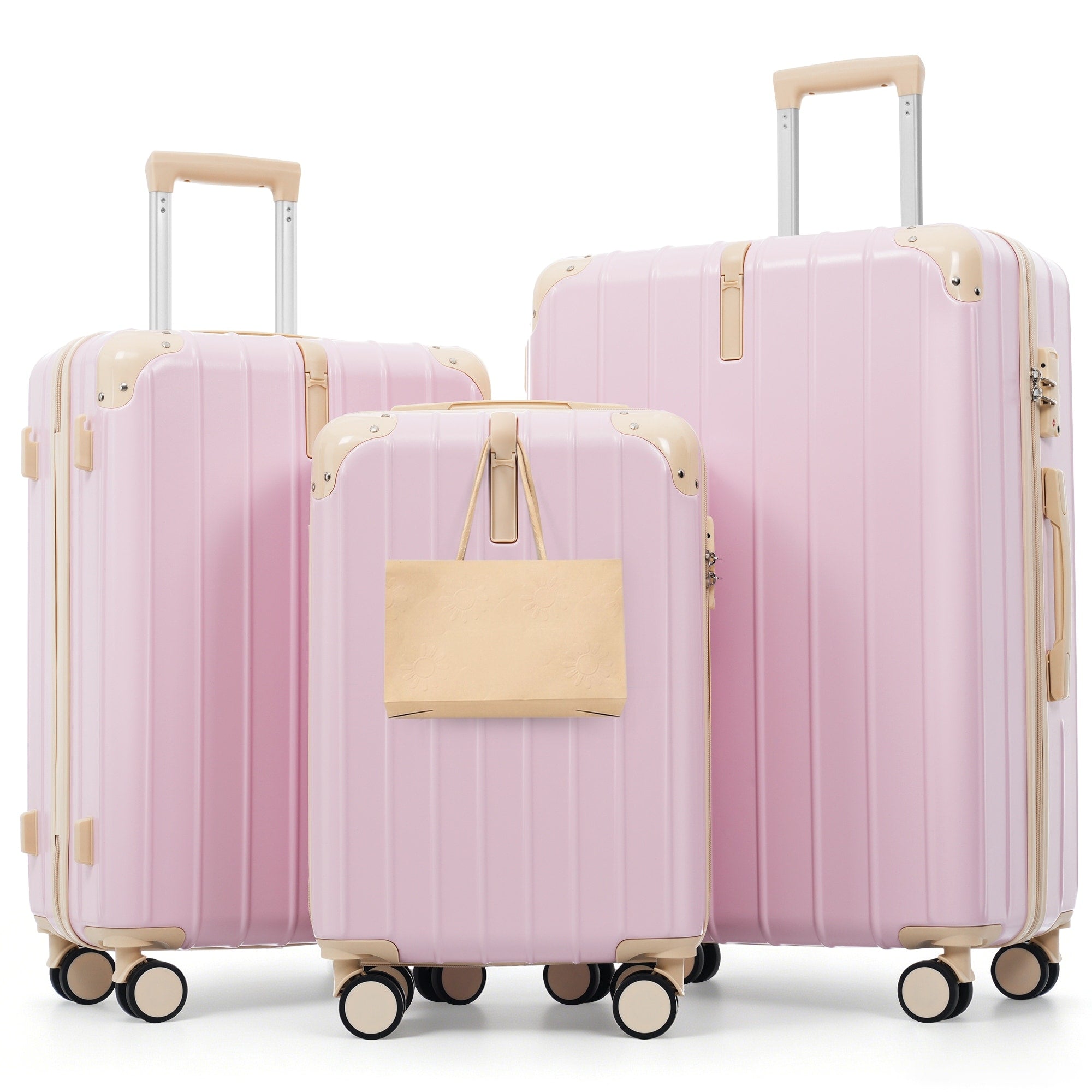 Premium Abs Travel Luggage Set 3 Piece Tsa Lock Suitcase Ensemble With 20 24 And 28 Inch Sizes With 360 Spinner Wheels