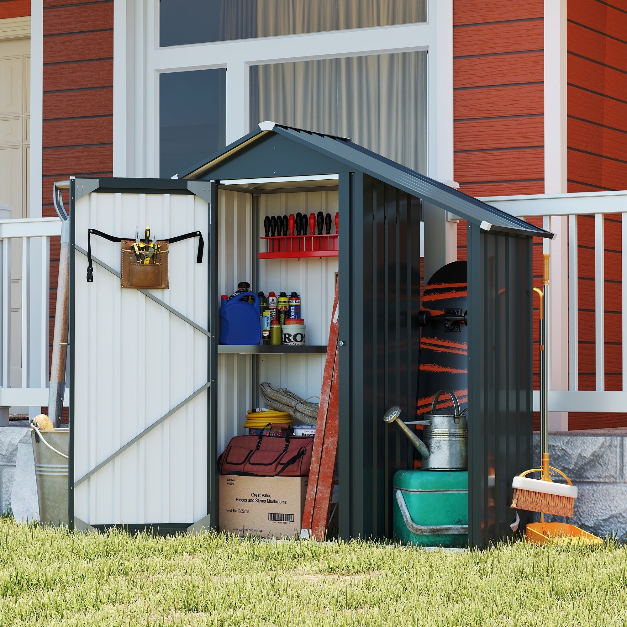 Premium Compact Metal Garden Shed Waterproof Secure Lock Easy Assembly