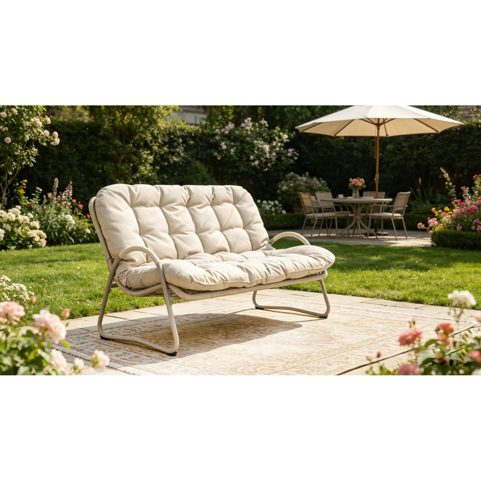 Premium Outdoor Pe Rattan Double Chair With Metal Frame Ultimate Comfort Durability For Patio