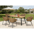 Premium Quality Iron Framed Rattan Woven Outdoor 7 Piece Dining Set Stylish Outdoor Patio Dining Furniture Combo
