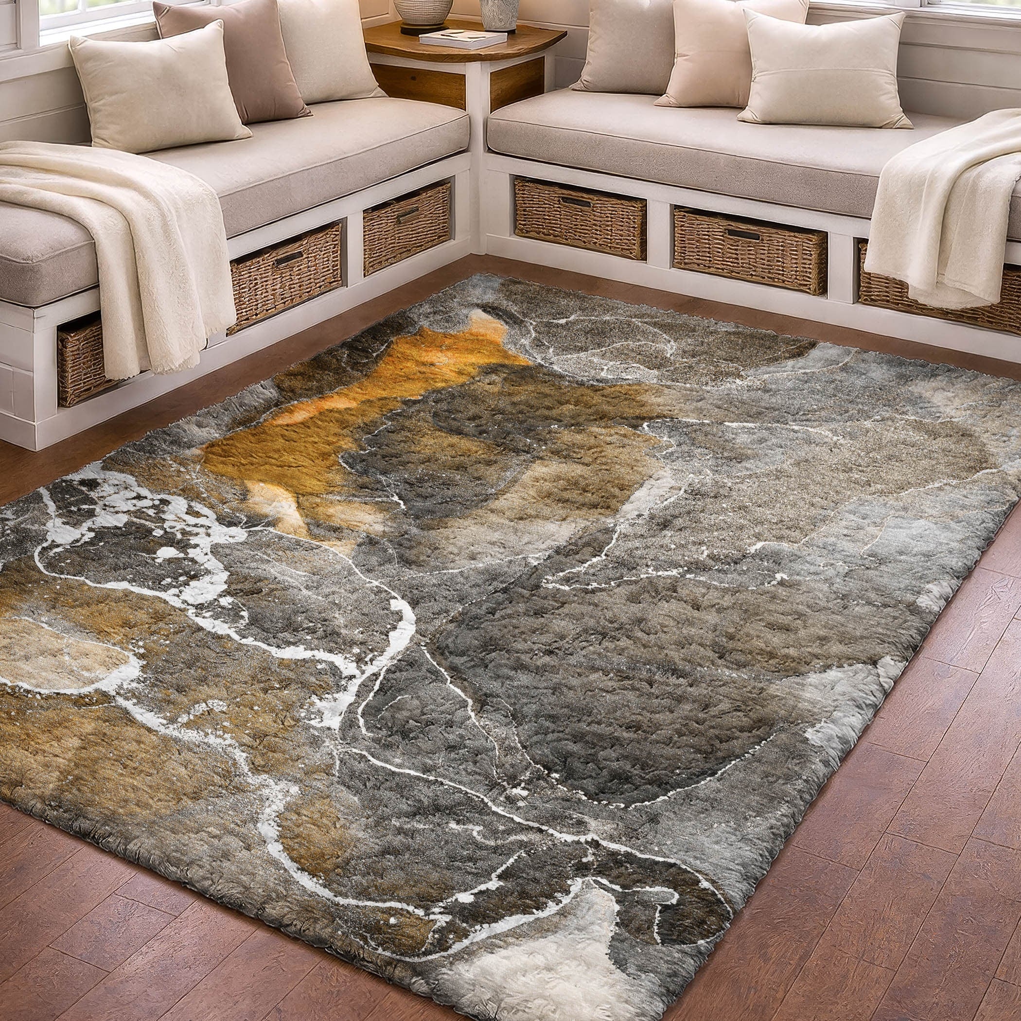 Premium Washable Super Soft Abstract Citi Dream Shag Rug