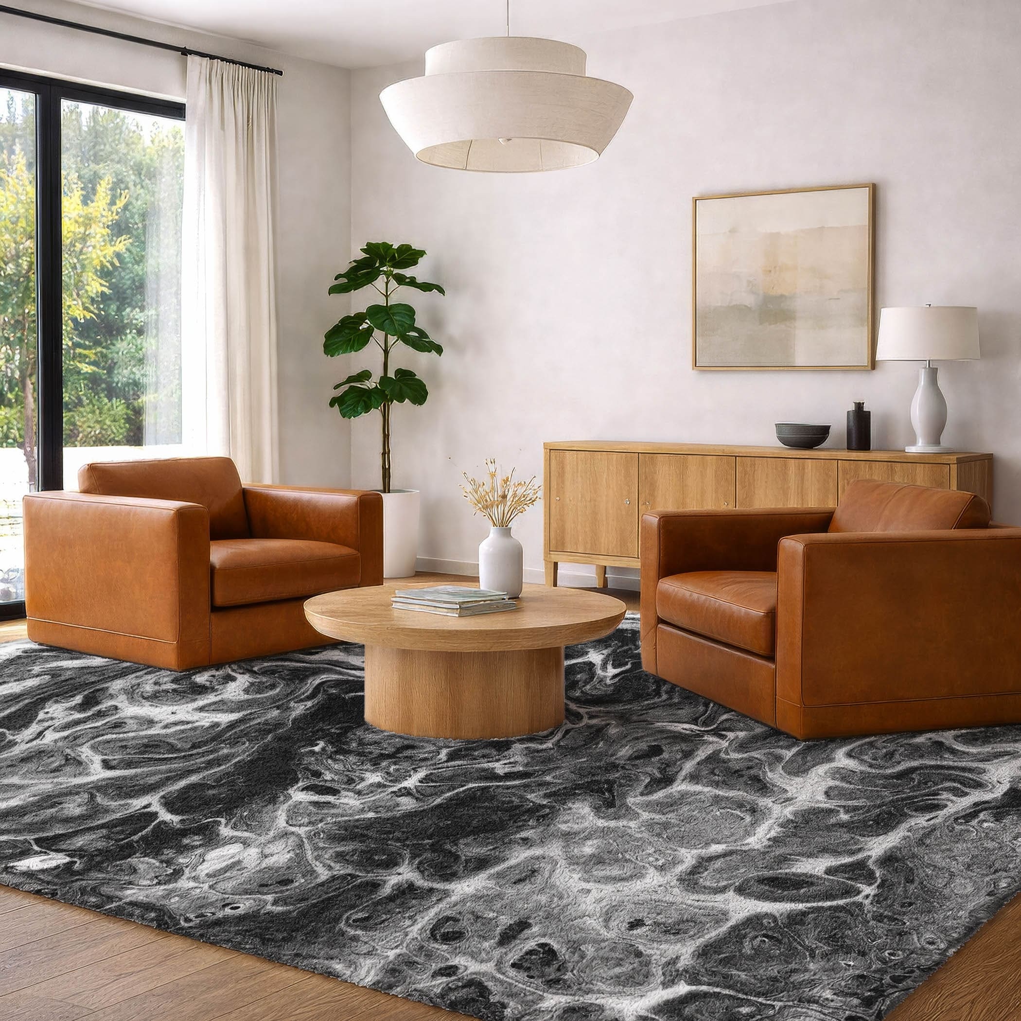 Premium Washable Super Soft Abstract Contemporary Dream Shag Rug