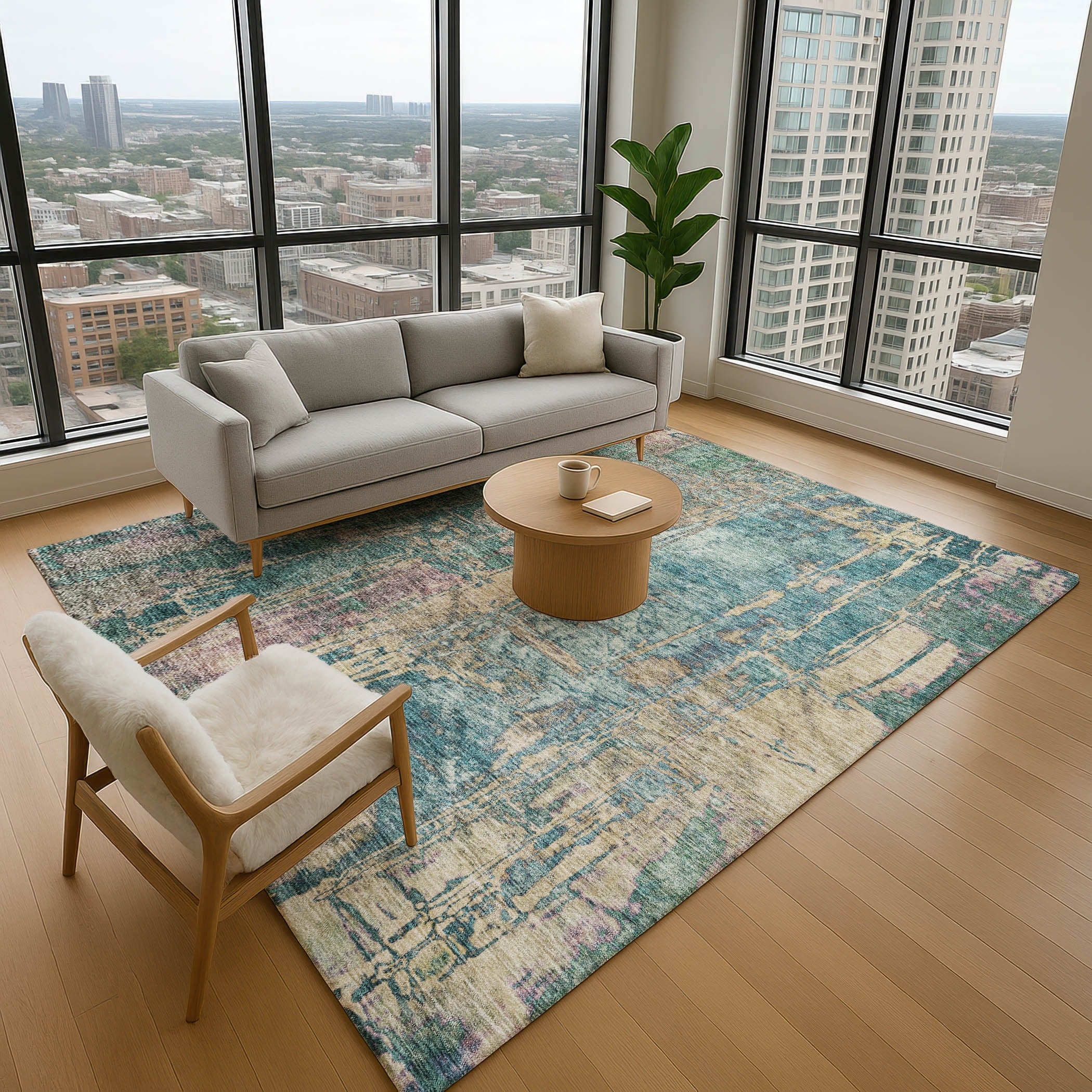 Premium Washable Super Soft Abstract Lisle Mayfield Rug