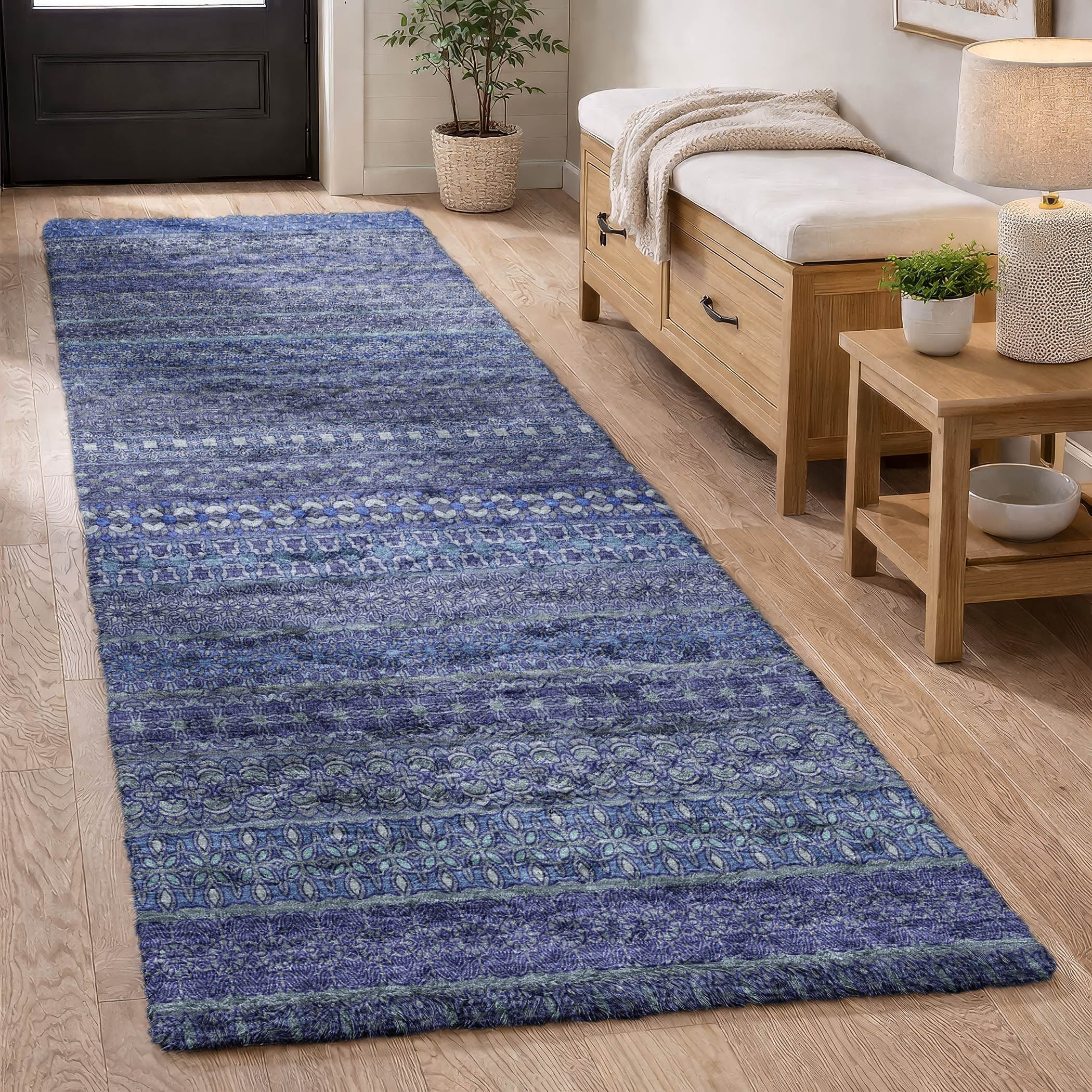 Premium Washable Super Soft Boho Stripe Dream Shag Rug