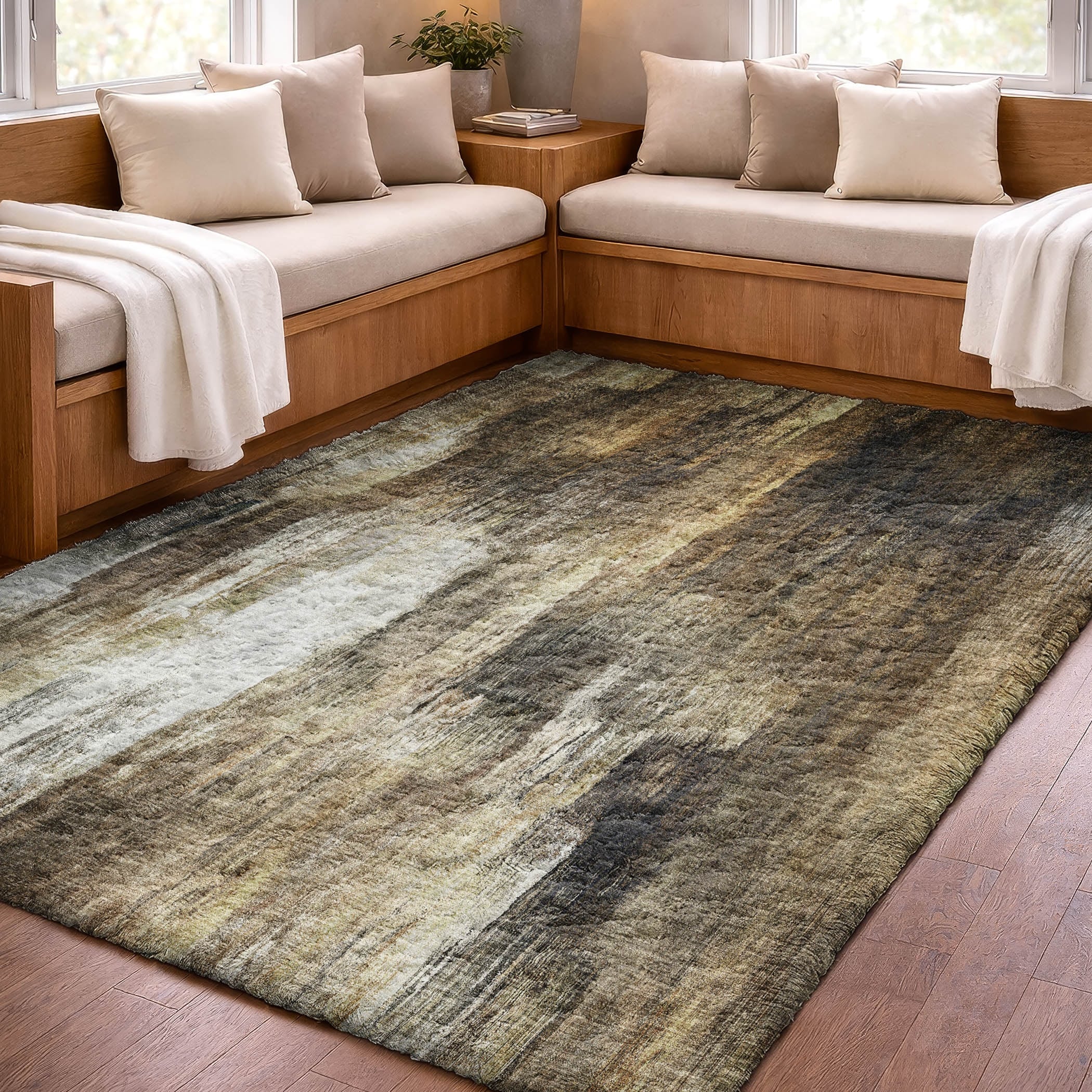 Premium Washable Super Soft Brushstroke Ombre Dream Shag Rug