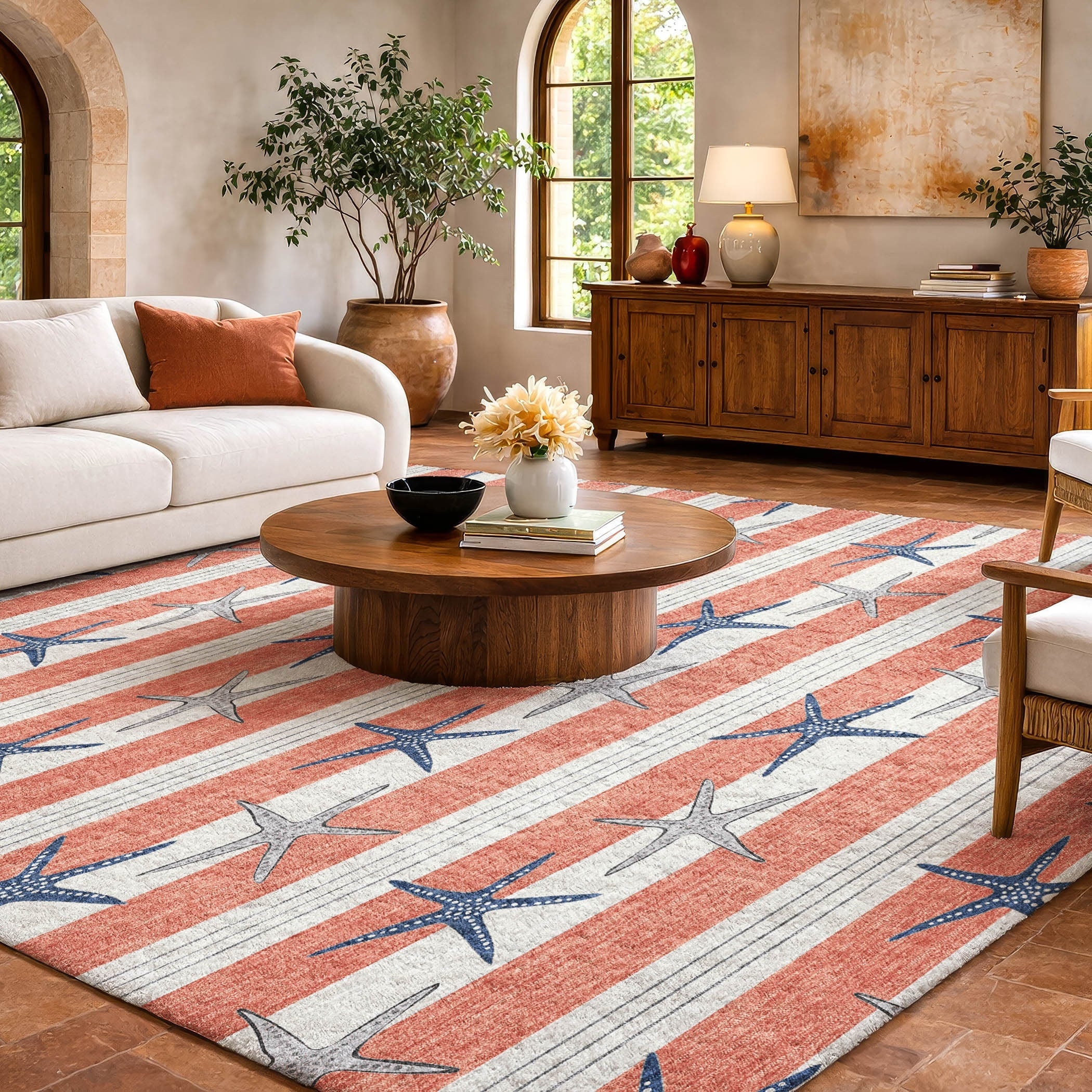 Premium Washable Super Soft Coastal Stripe Dream Shag Rug