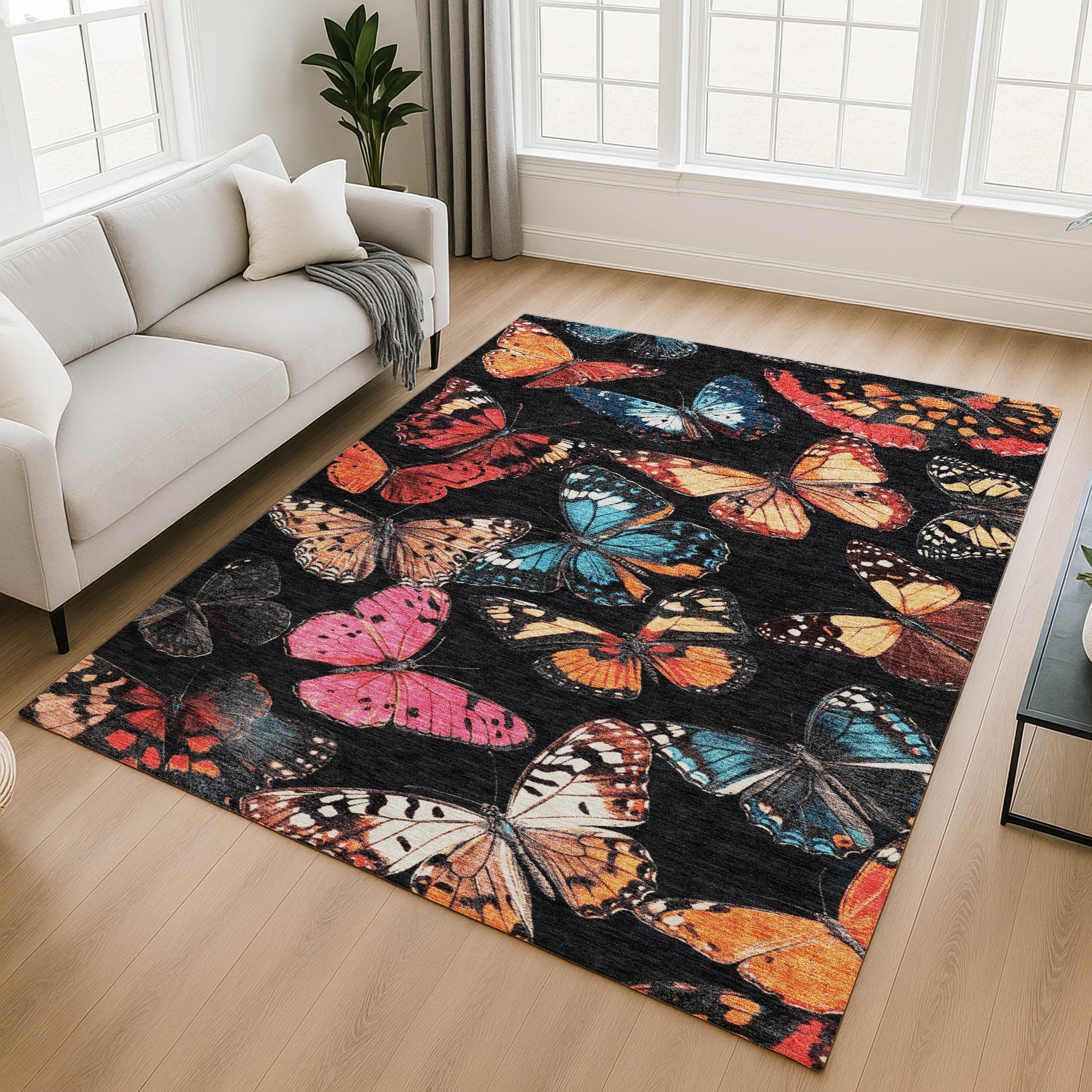 Premium Washable Super Soft Contemporary Butterfly Mayfield Rug