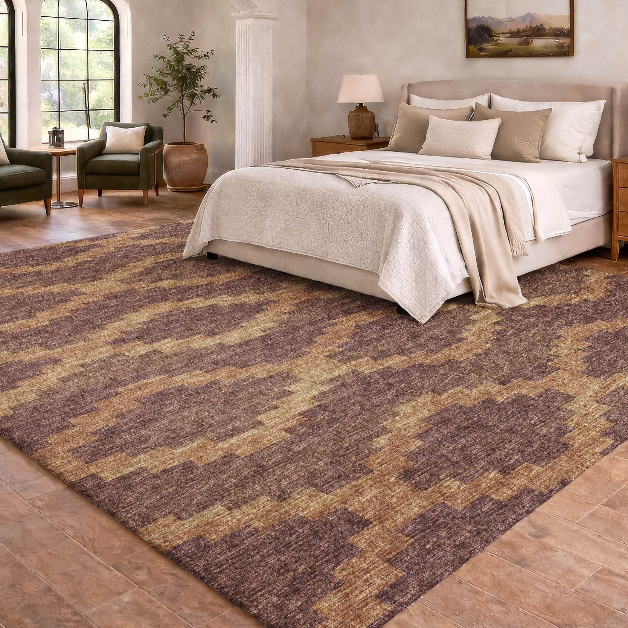 Premium Washable Super Soft Contemporary Chevron Dream Shag Rug