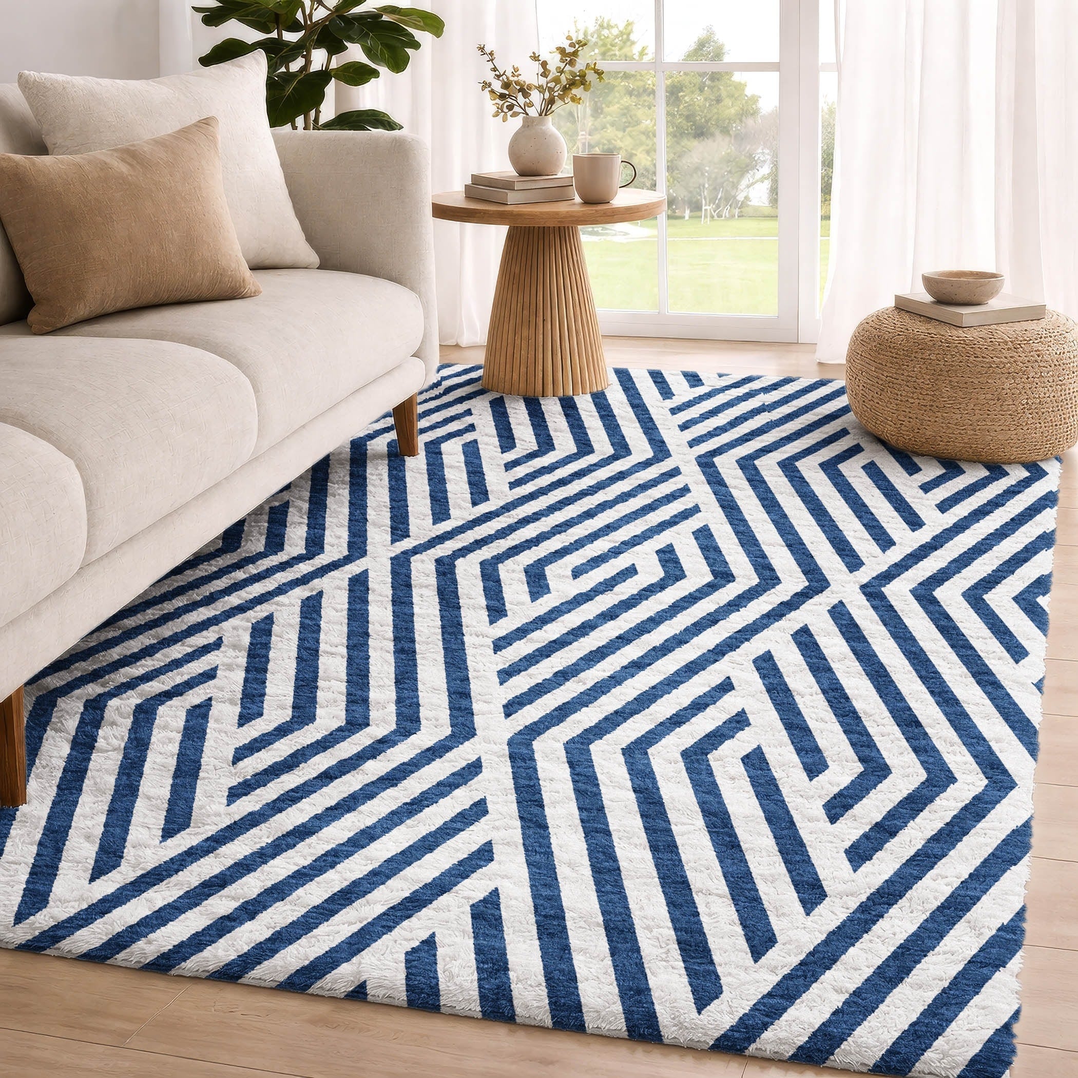Premium Washable Super Soft Contemporary Geo Dream Shag Rug