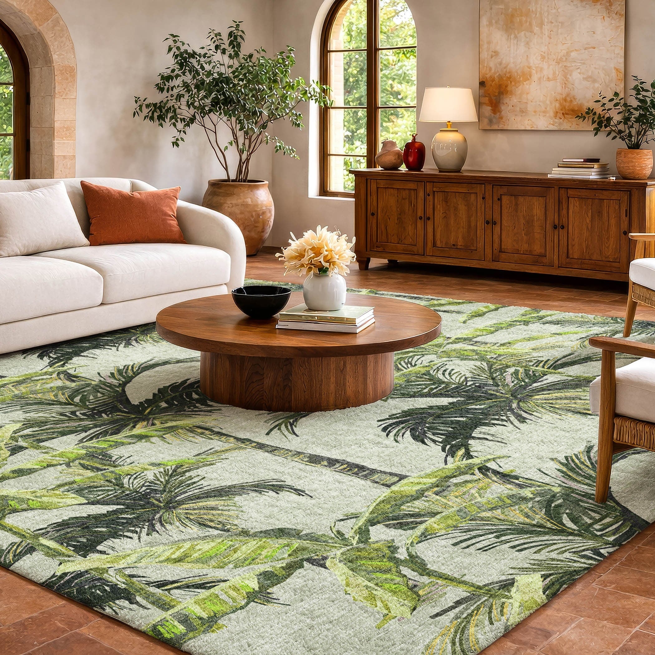 Premium Washable Super Soft Dream Palm Tree Shag Rug