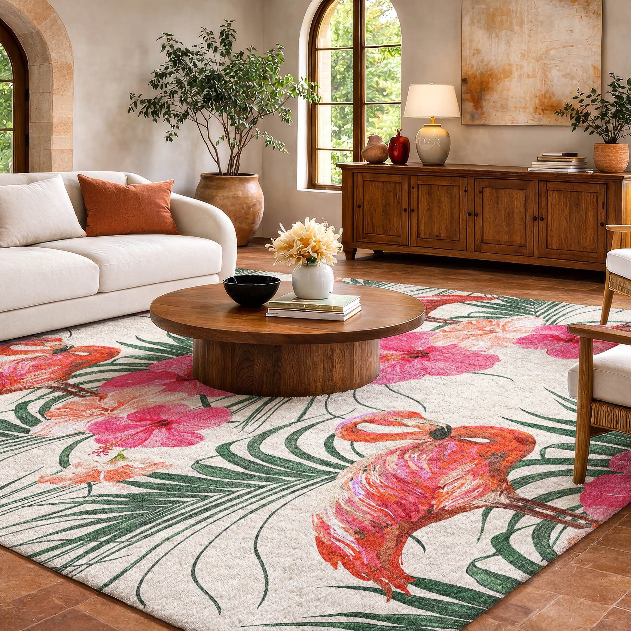 Premium Washable Super Soft Flamingo Dream Shag Rug