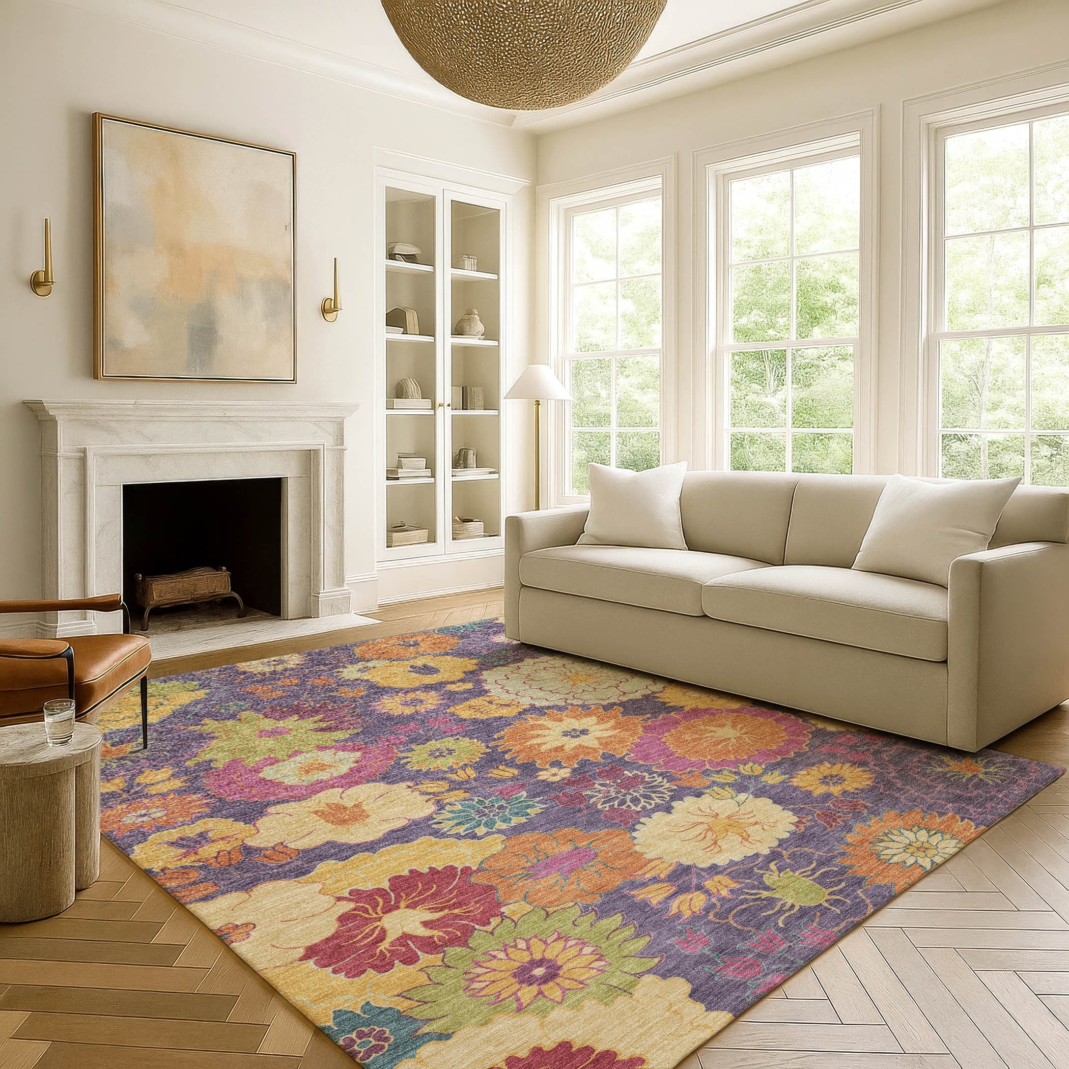 Premium Washable Super Soft Floral Choteau Mayfield Rug