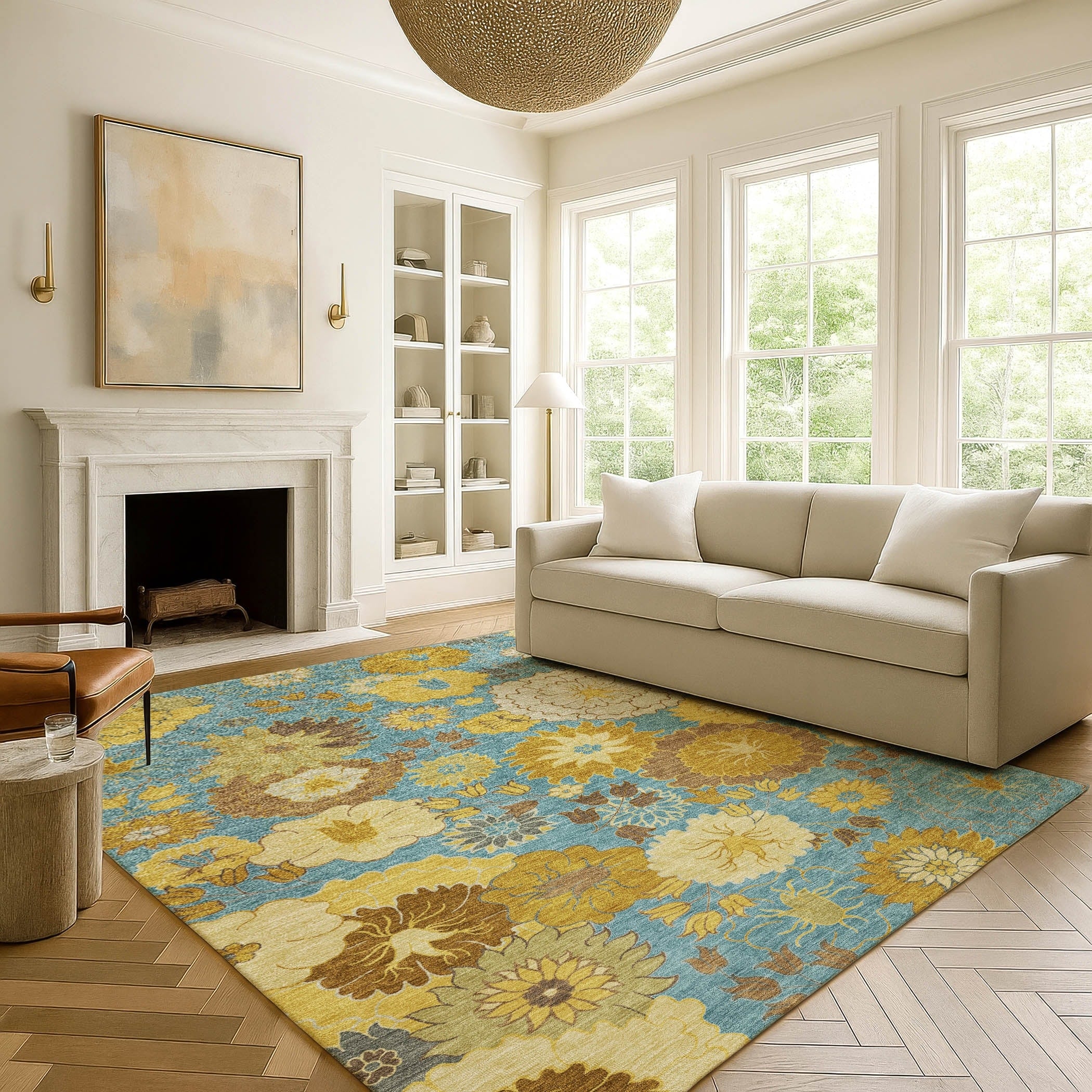 Premium Washable Super Soft Floral Park Mayfield Rug