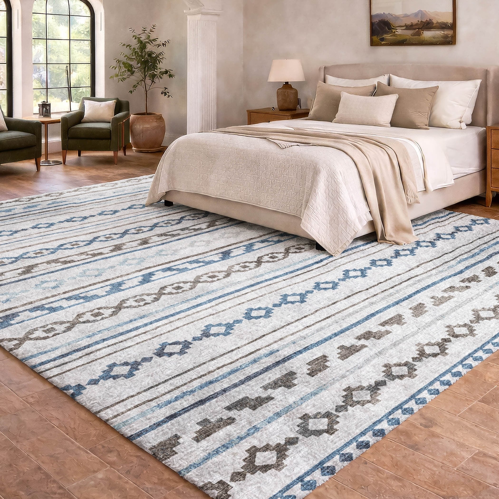 Premium Washable Super Soft Global Stripe Dream Shag Rug