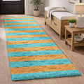 Premium Washable Super Soft Harbor Stripe Dream Shag Rug