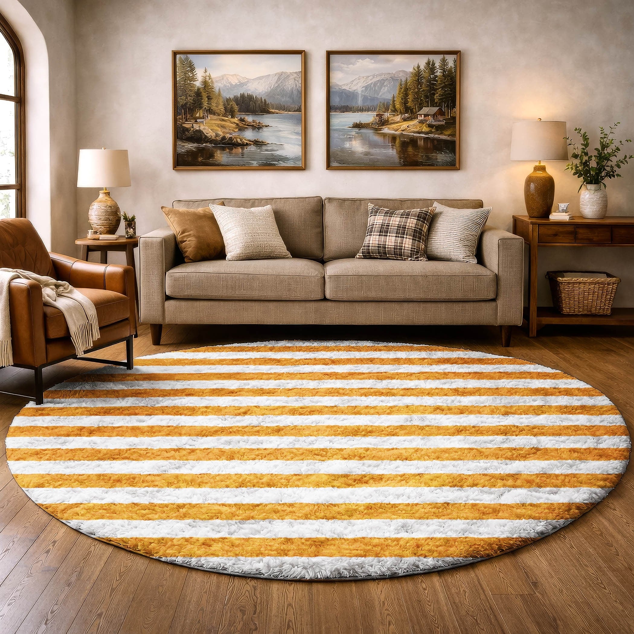 Premium Washable Super Soft Harbor Stripe Dream Shag Rug