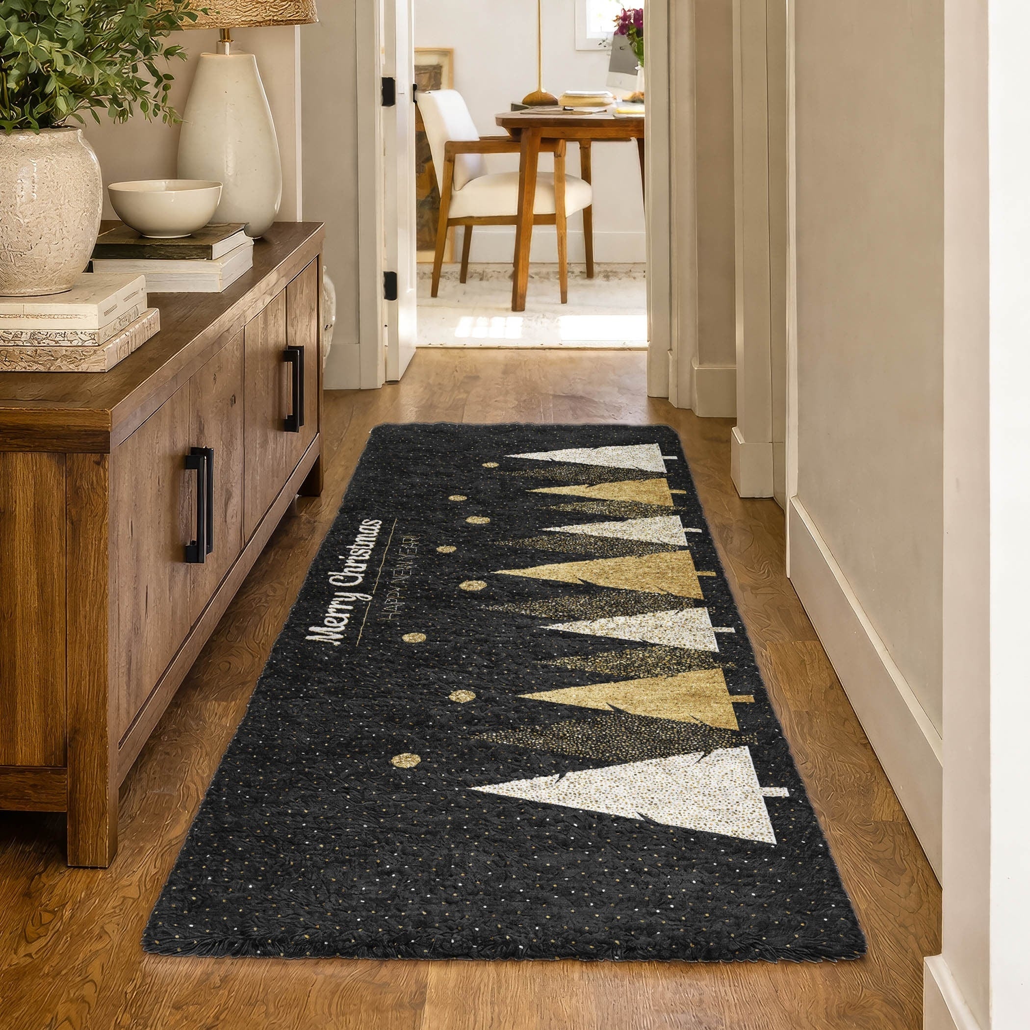 Premium Washable Super Soft Merry Christmas Trees Dream Shag Rug