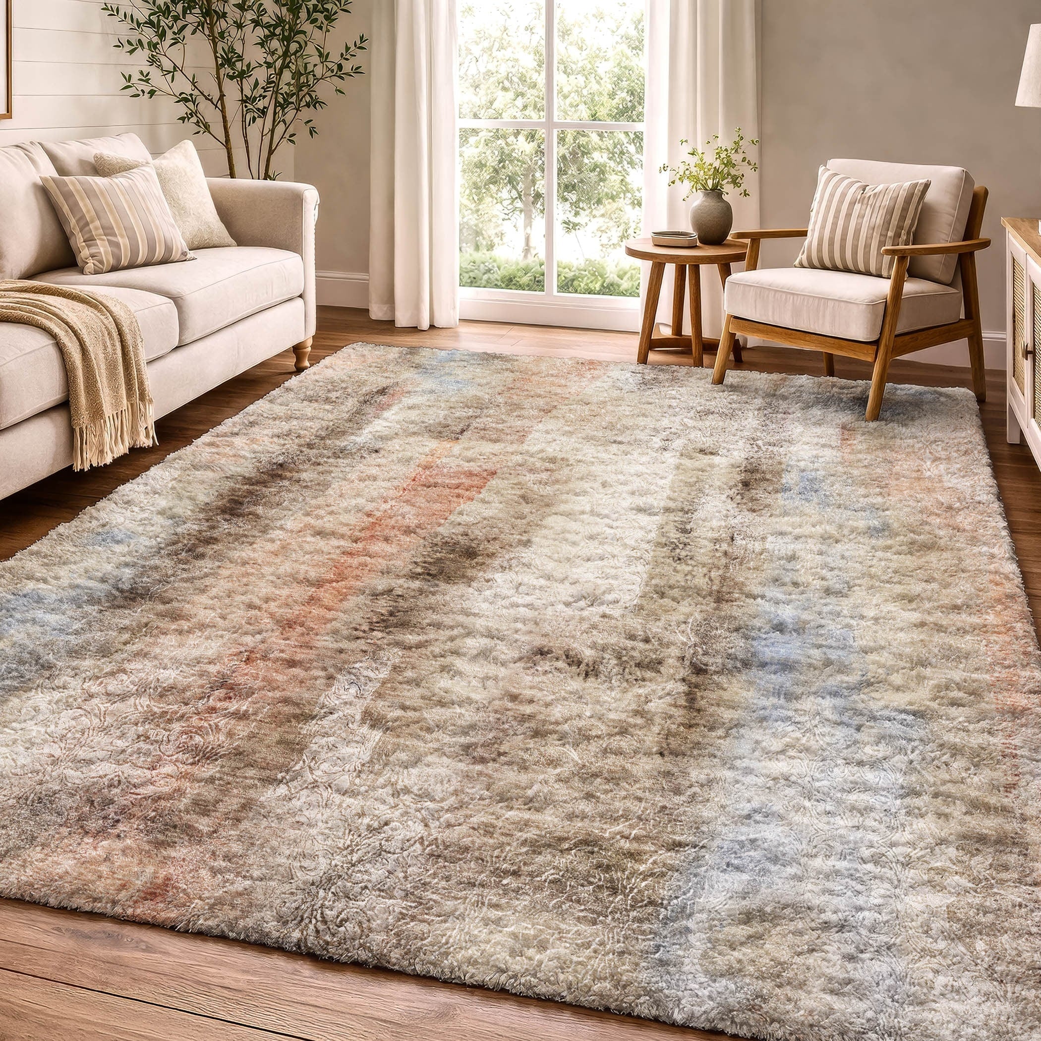 Premium Washable Super Soft Modern Brushstroke Dream Shag Rug