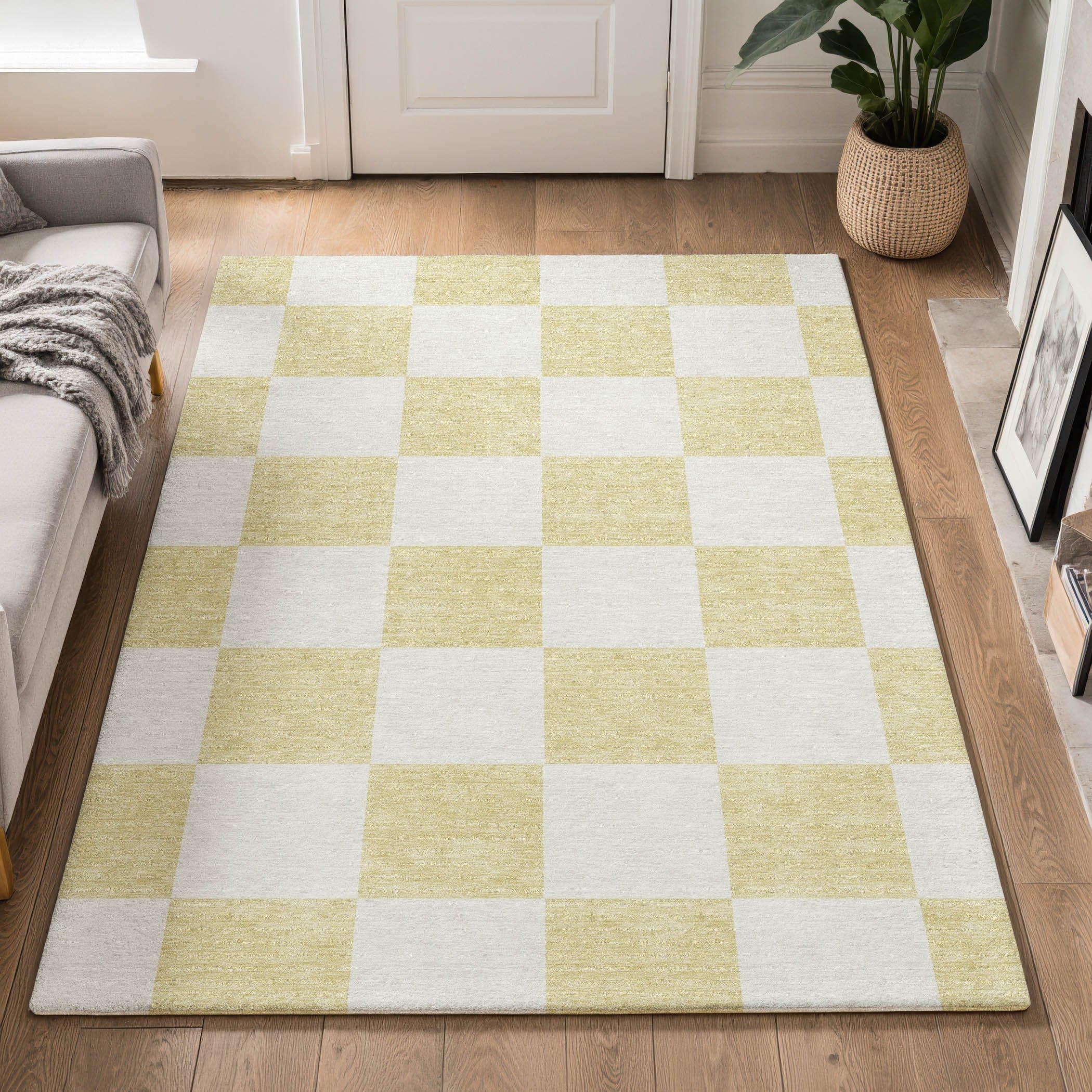 Premium Washable Super Soft Modern Checker Mayfield Rug