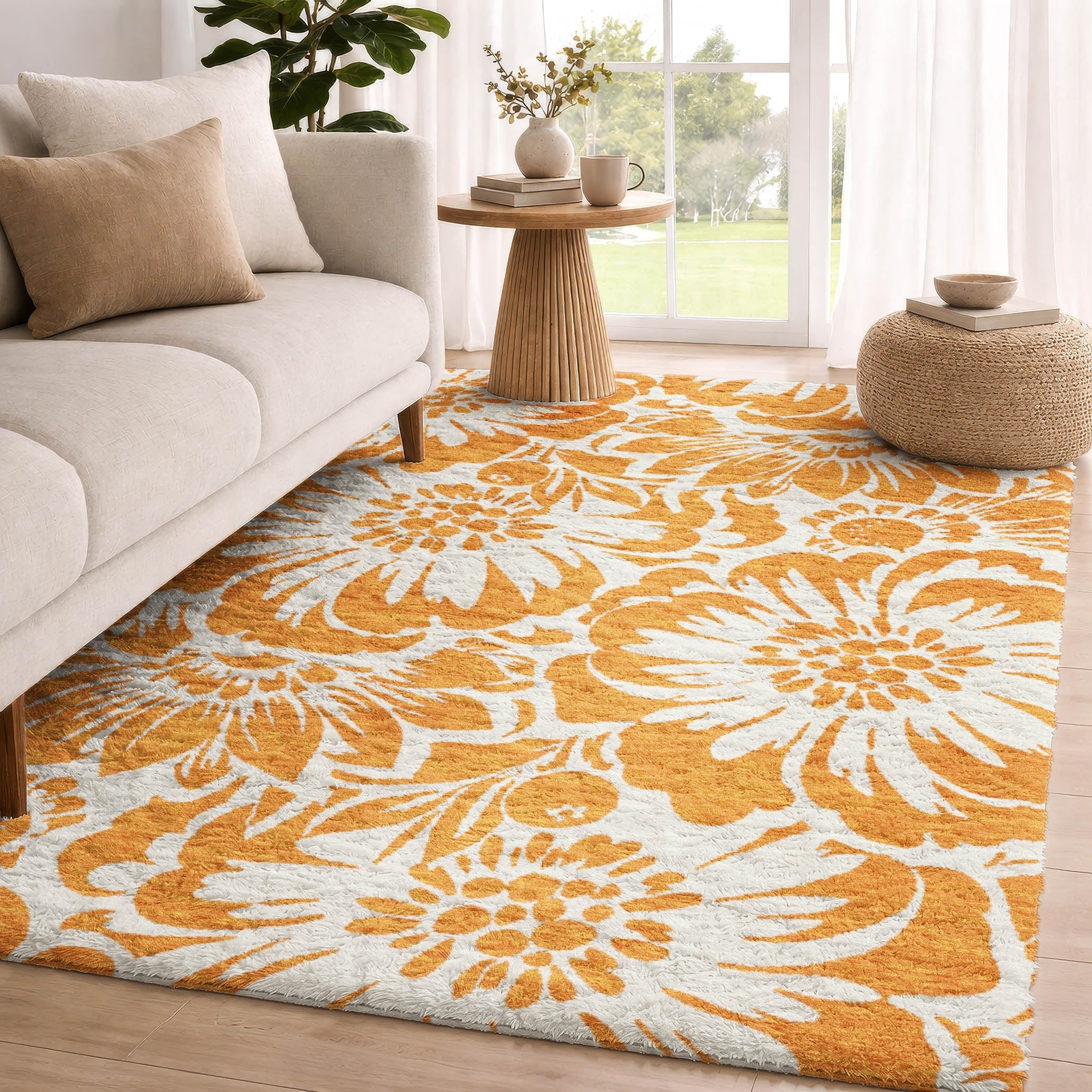 Premium Washable Super Soft Modern Floral Dream Shag Rug