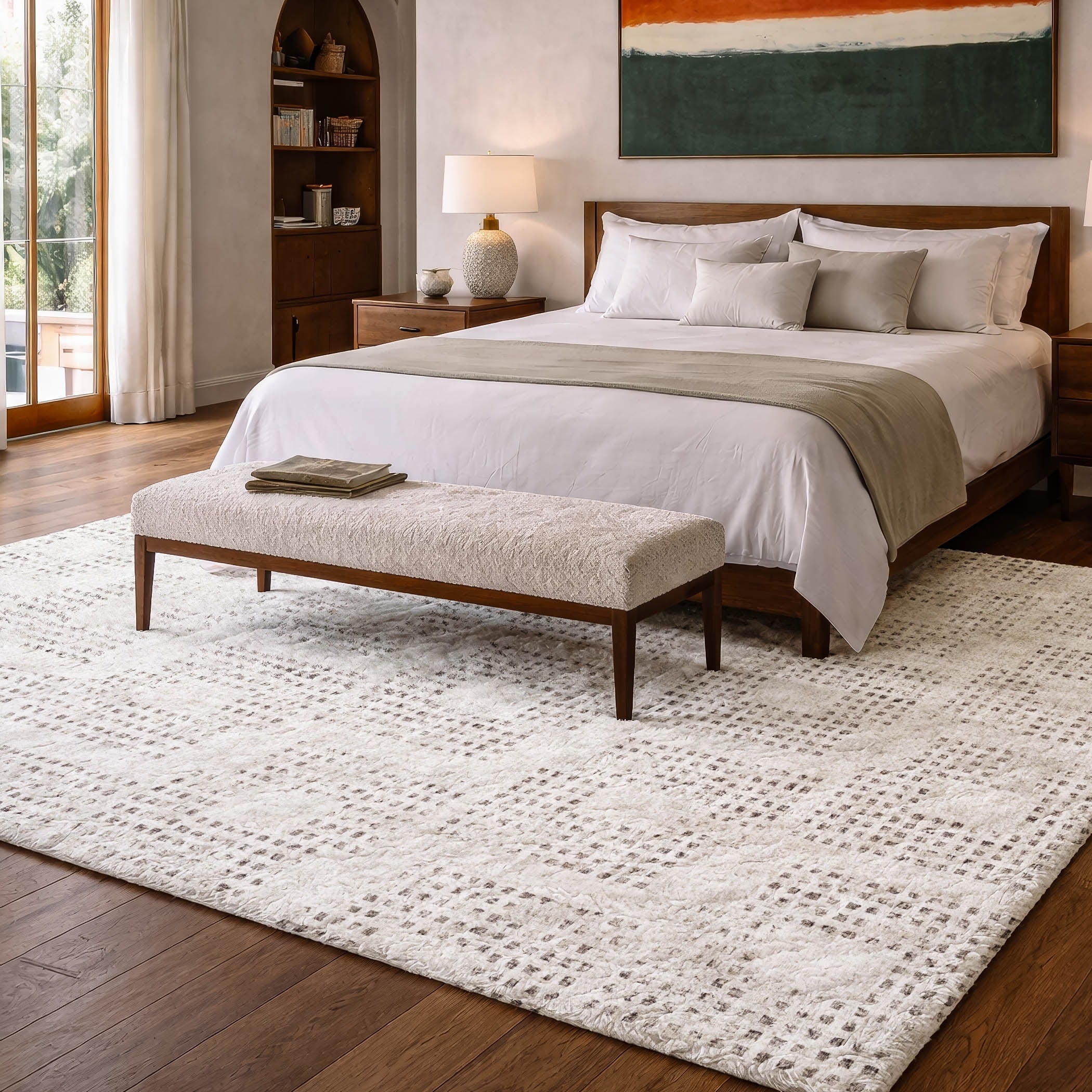 Premium Washable Super Soft Modern Houndstooth Dream Shag
