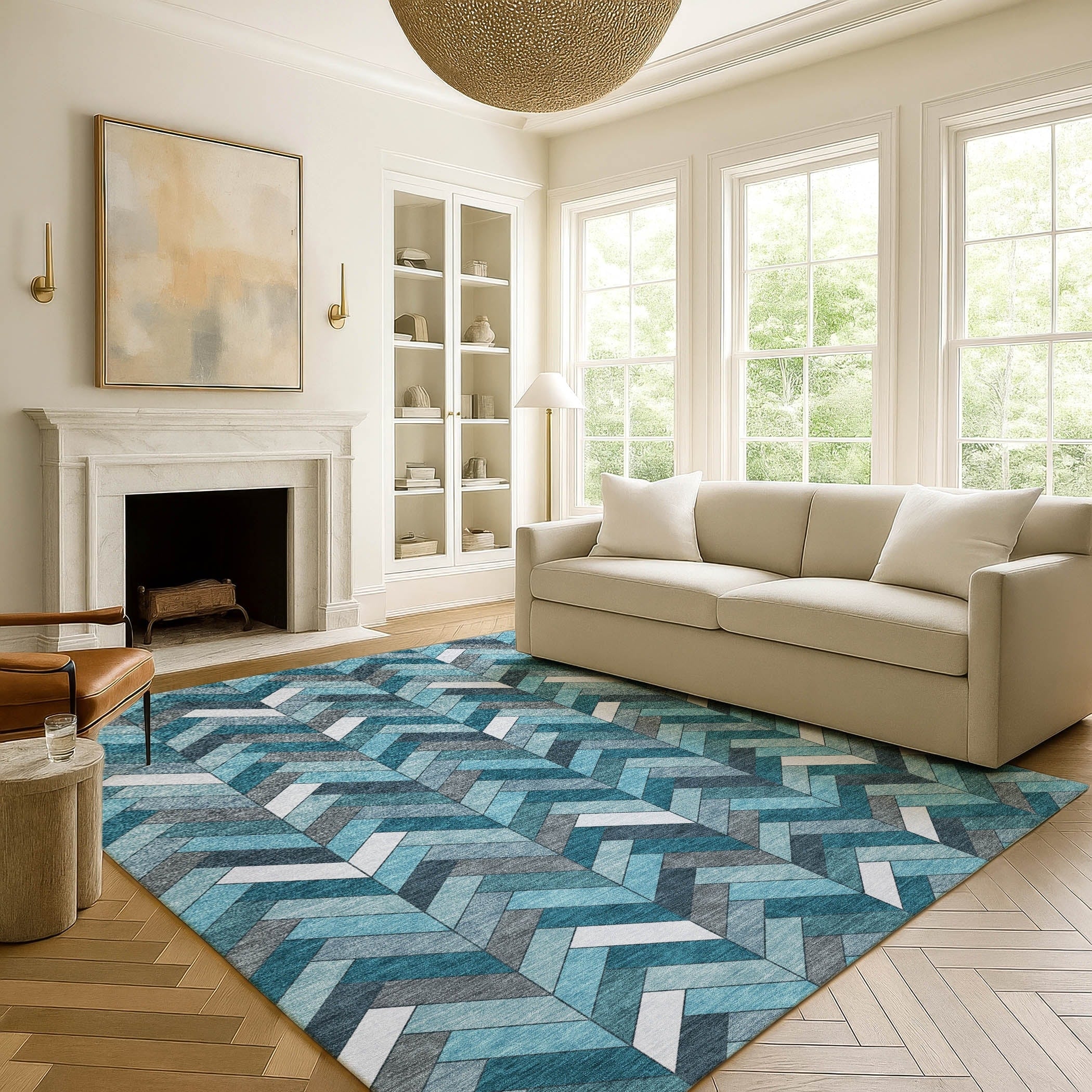 Premium Washable Super Soft Mosaic Chevron Mayfield Rug