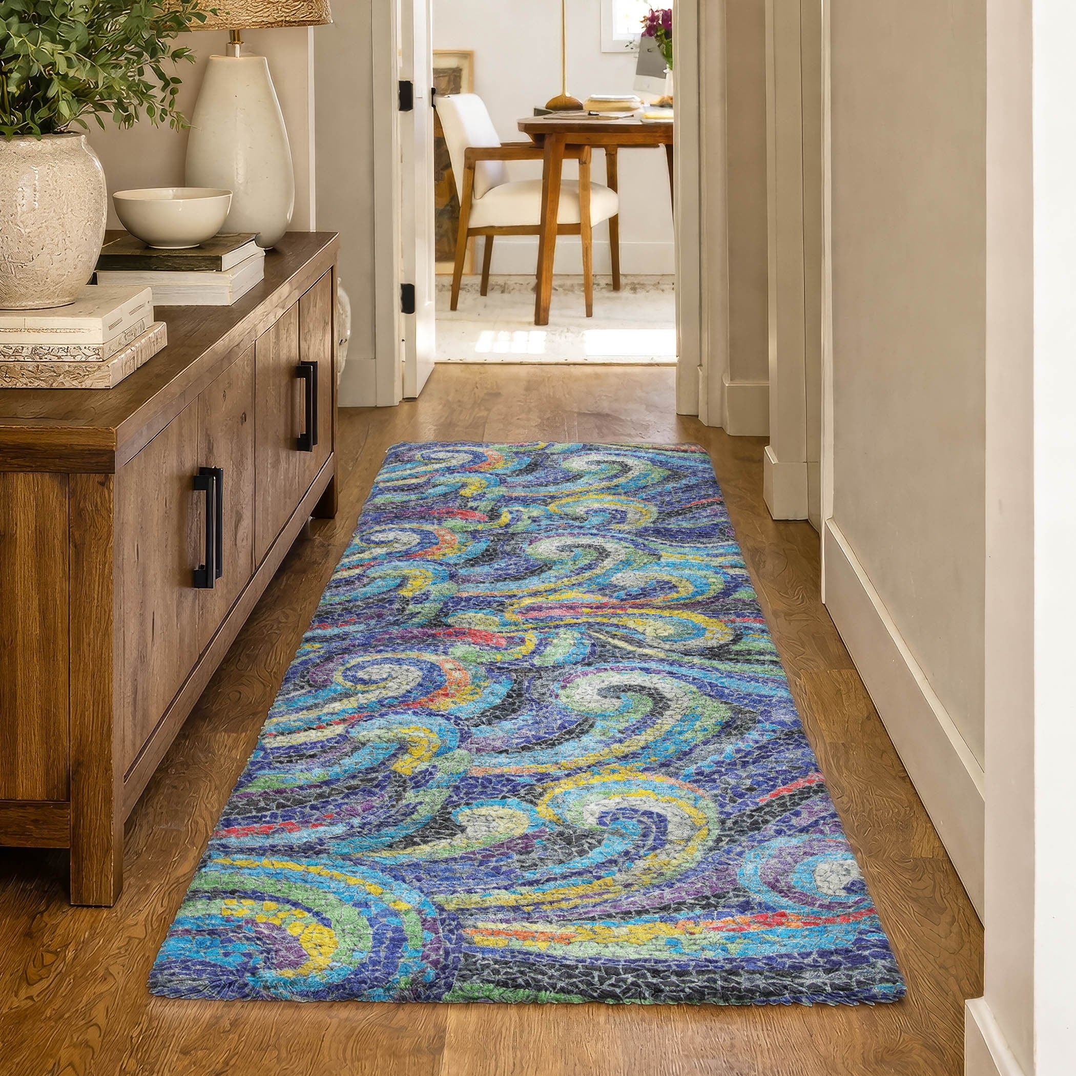 Premium Washable Super Soft Mosaic Waves Dream Shag Rug