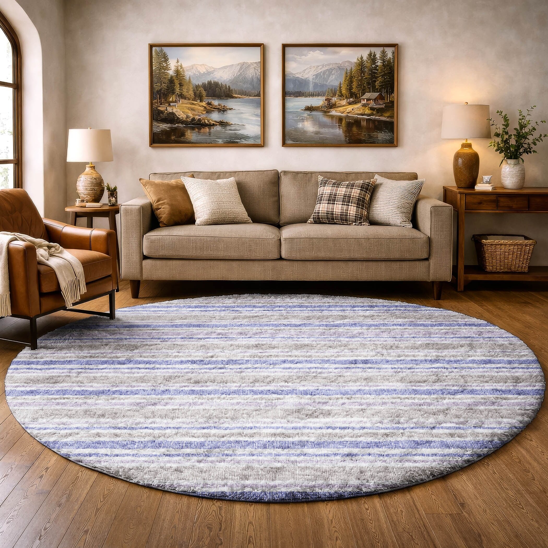 Premium Washable Super Soft Nassau Stripe Dream Shag Rug
