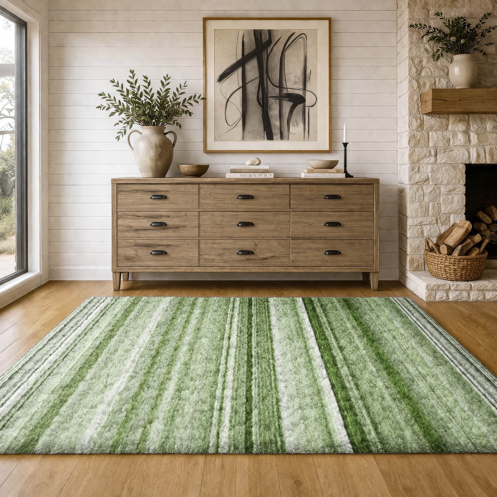 Premium Washable Super Soft Ombre Stripe Dream Shag Rug