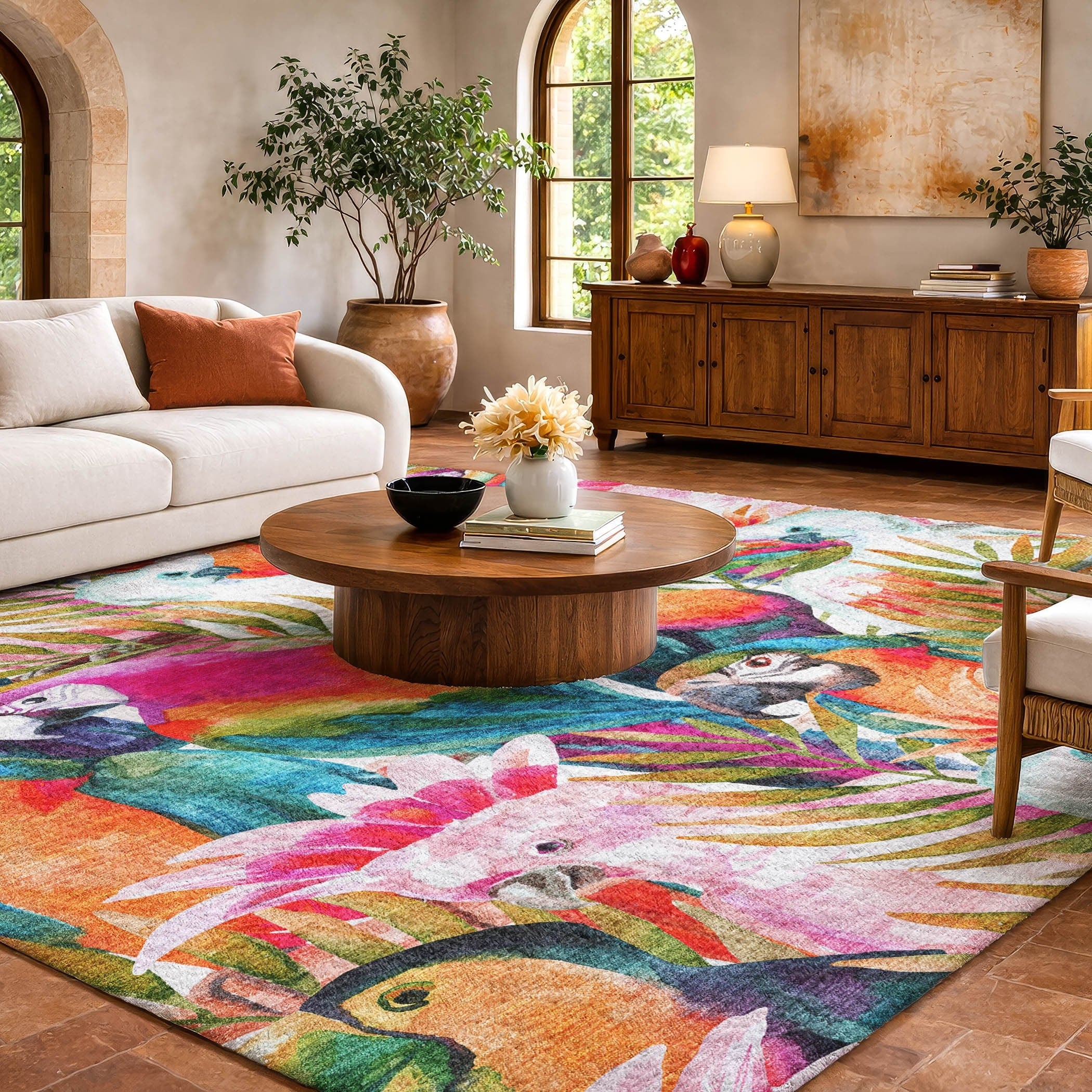 Premium Washable Super Soft Parrot Jungle Dream Shag Rug