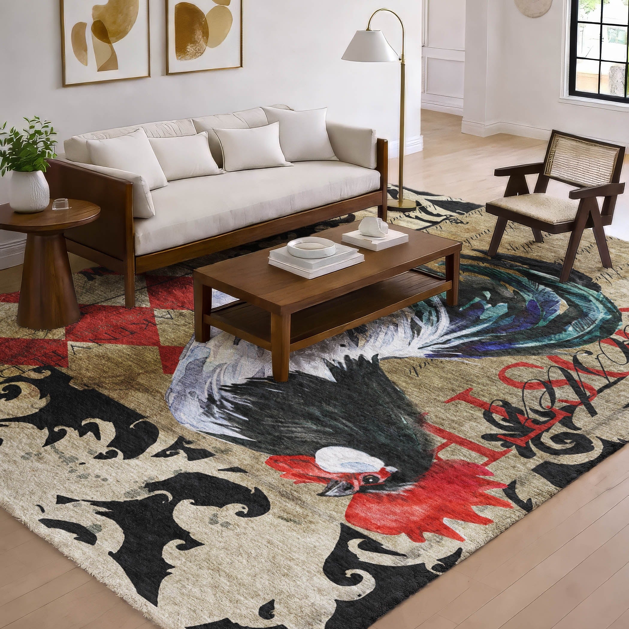 Premium Washable Super Soft Rooster Dream Shag Rug