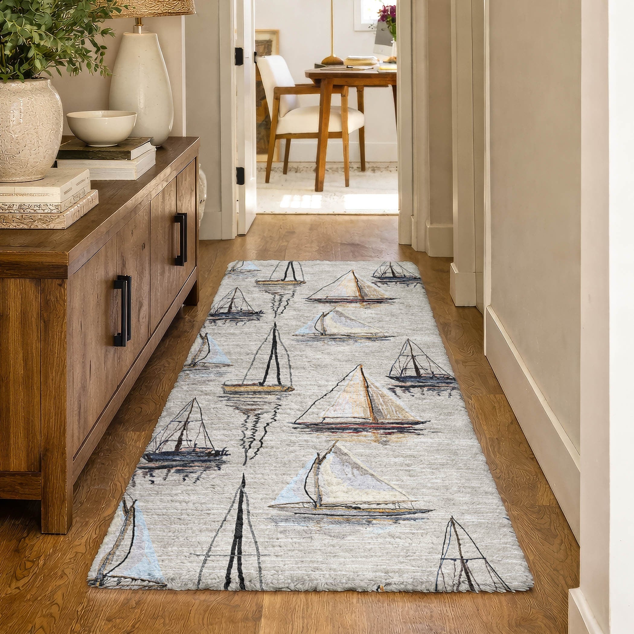 Premium Washable Super Soft Sailboat Dream Shag Rug