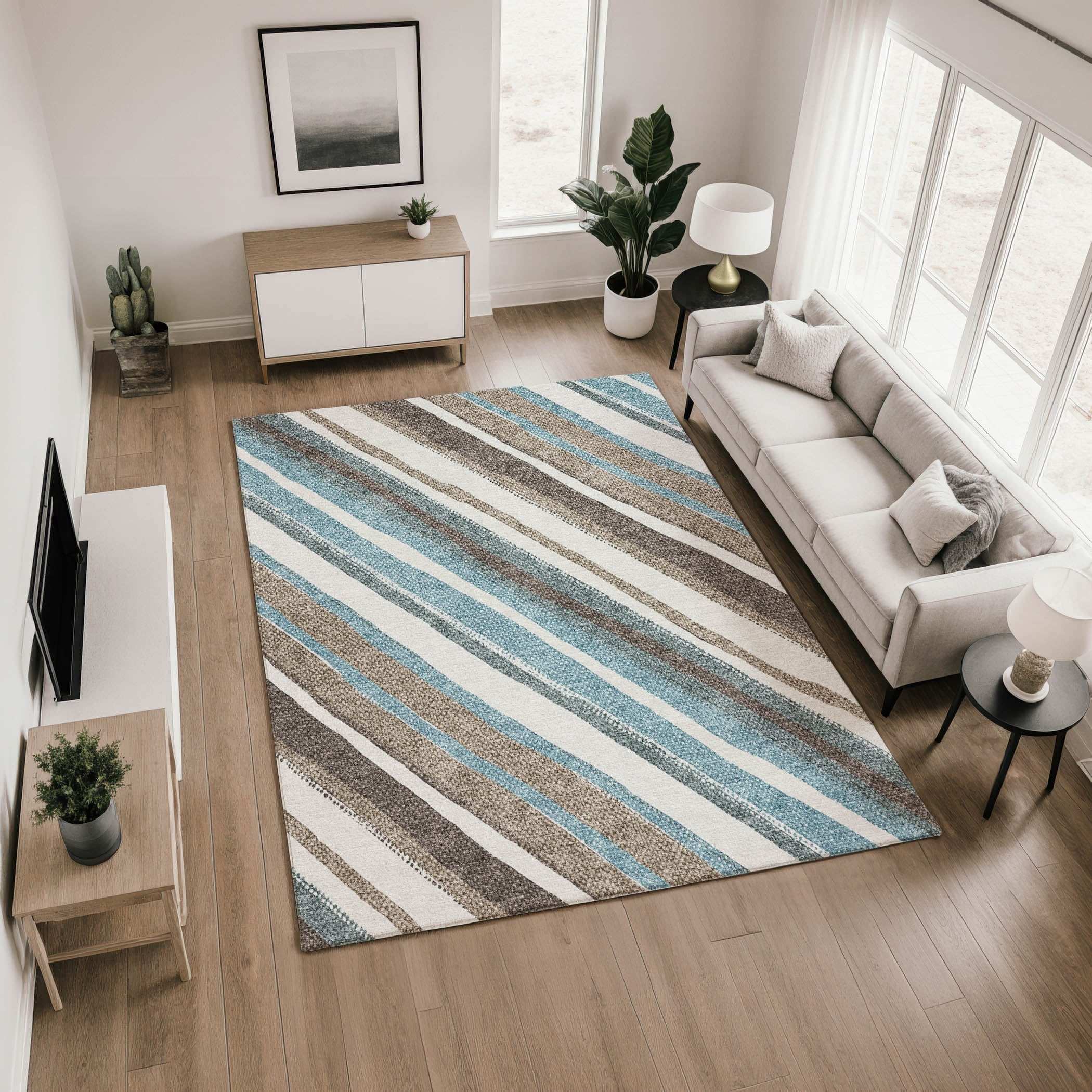 Premium Washable Super Soft Stripe Nelliston Mayfield Rug