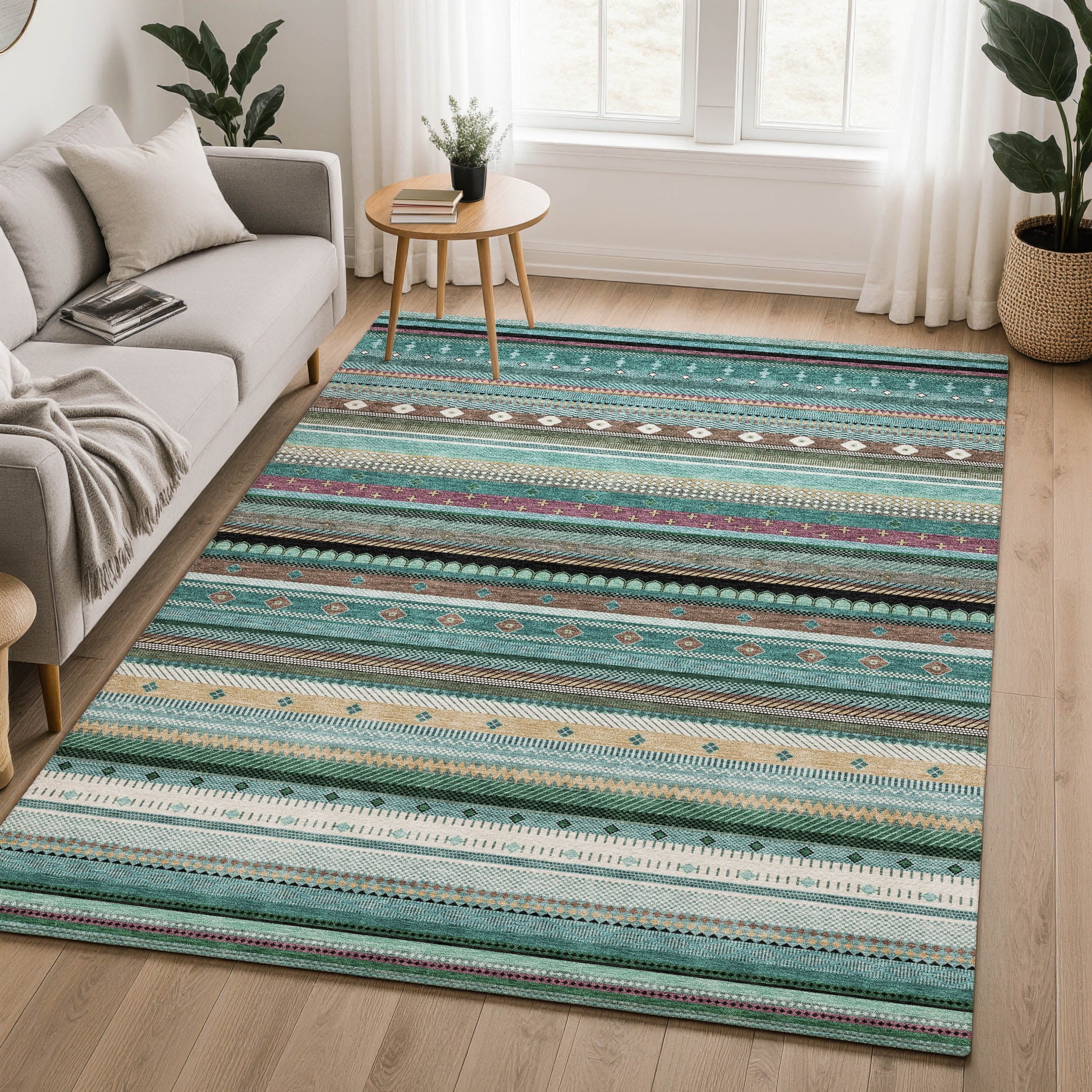 Premium Washable Super Soft Stripe Sabin Mayfield Rug