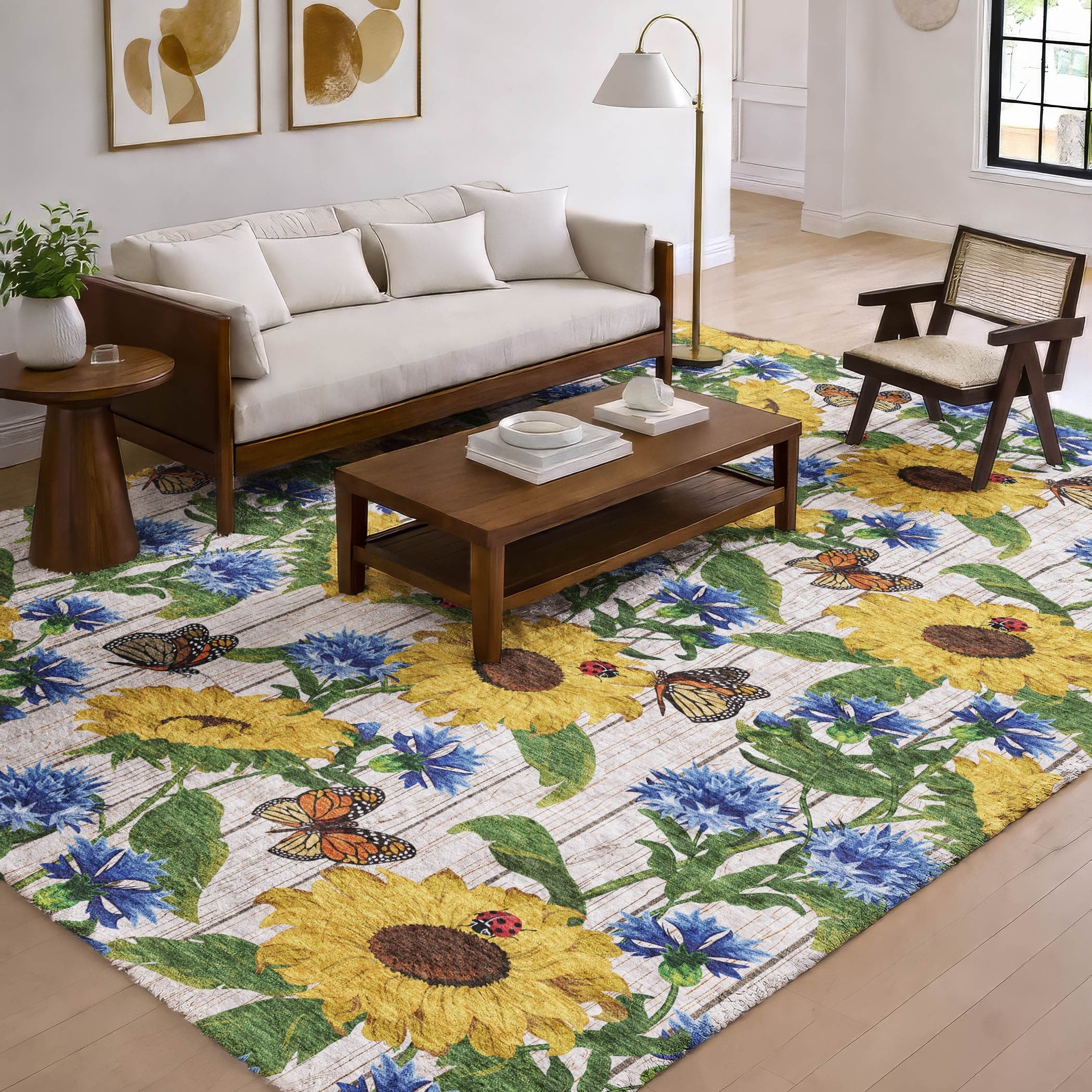 Premium Washable Super Soft Sunflower Dream Shag Rug
