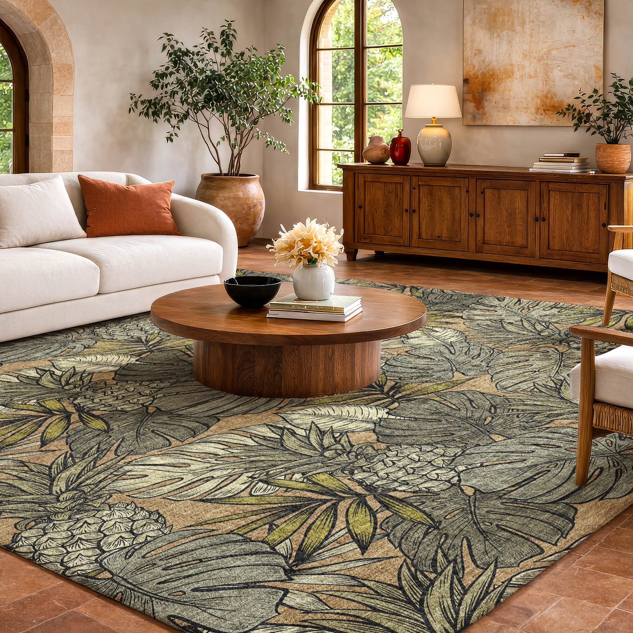Premium Washable Super Soft Tropcial Palm Dream Shag Rug